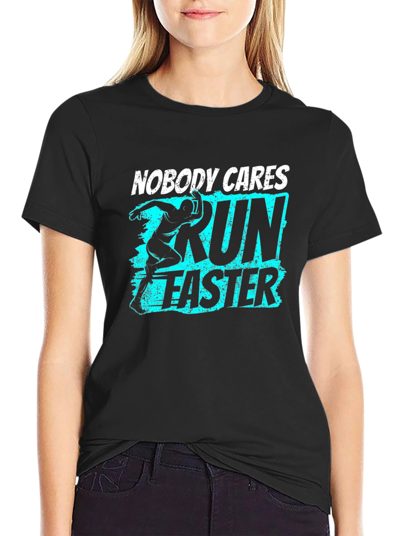 Run Faster Graphic Tee - Black Cotton T-Shirt