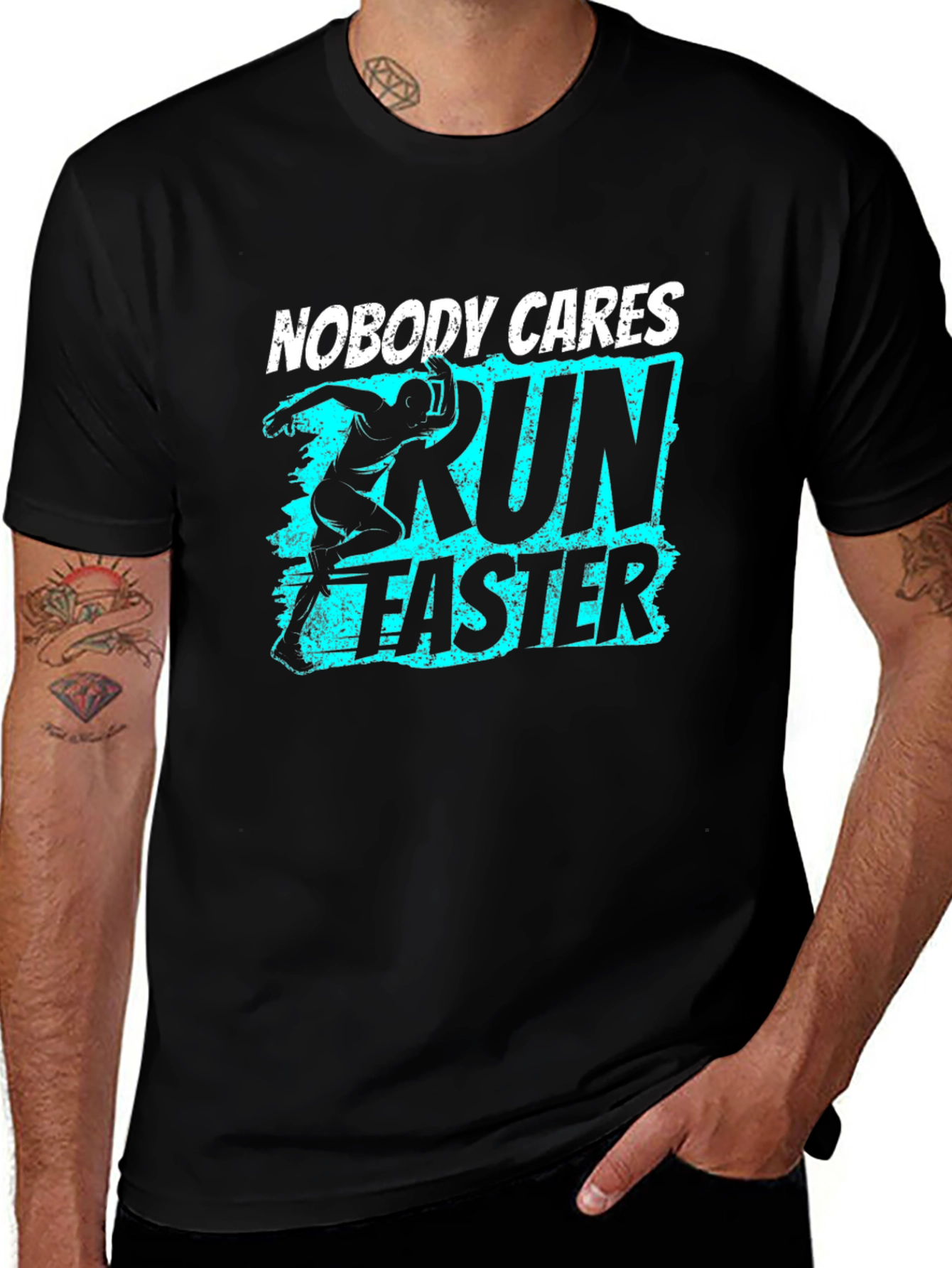 Run Faster Graphic Tee - Black Cotton T-Shirt