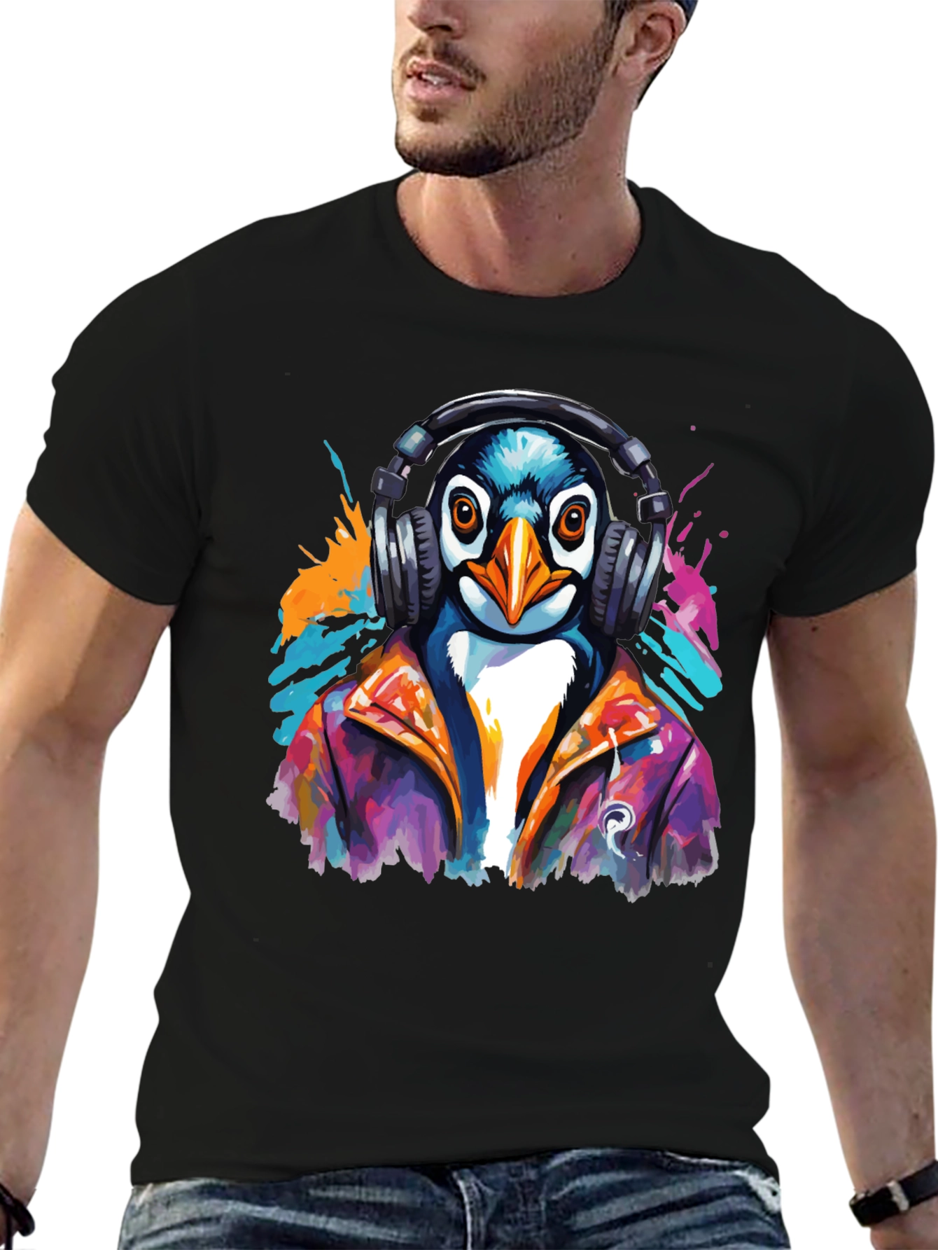Cool Penguin DJ Graphic Tee - Stylish & Unique