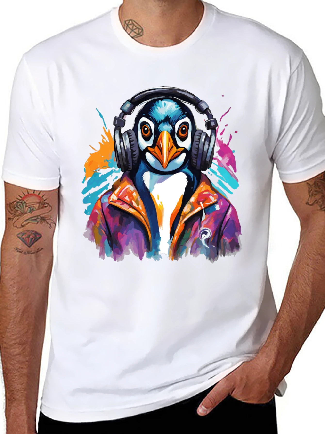Cool Penguin DJ Graphic Tee - Stylish & Unique