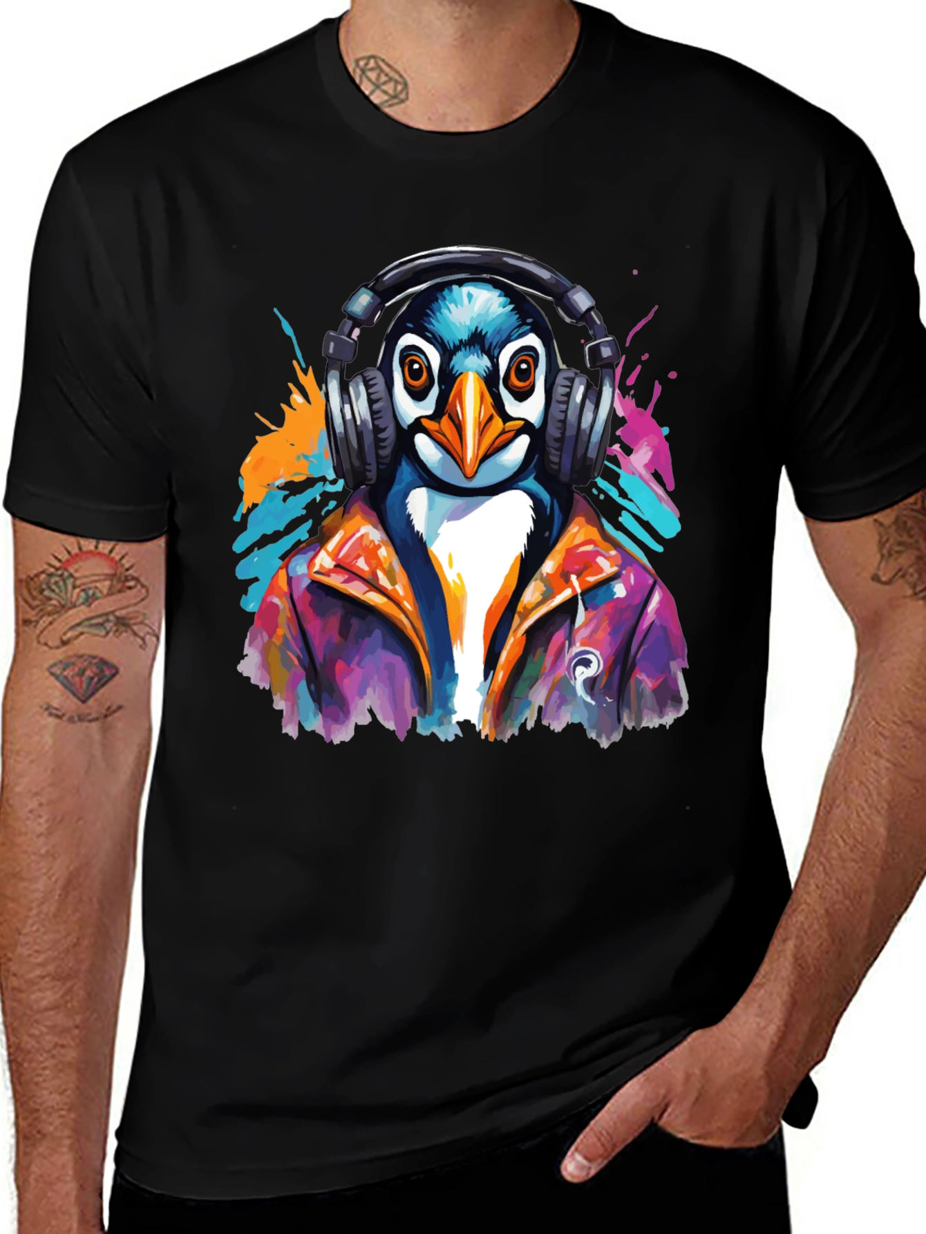 Cool Penguin DJ Graphic Tee - Stylish & Unique