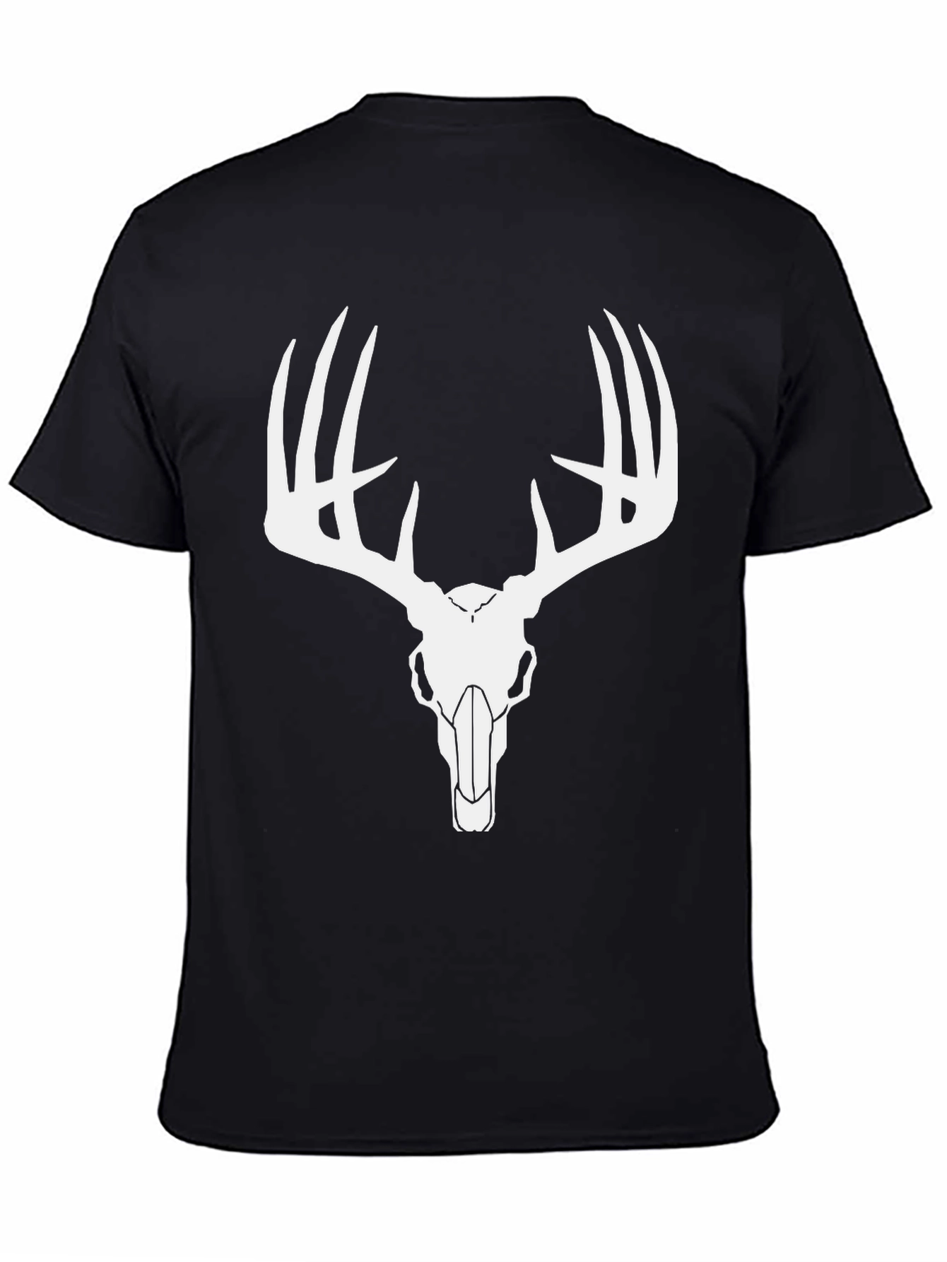 Mens Black Deer Skull Graphic T-Shirt