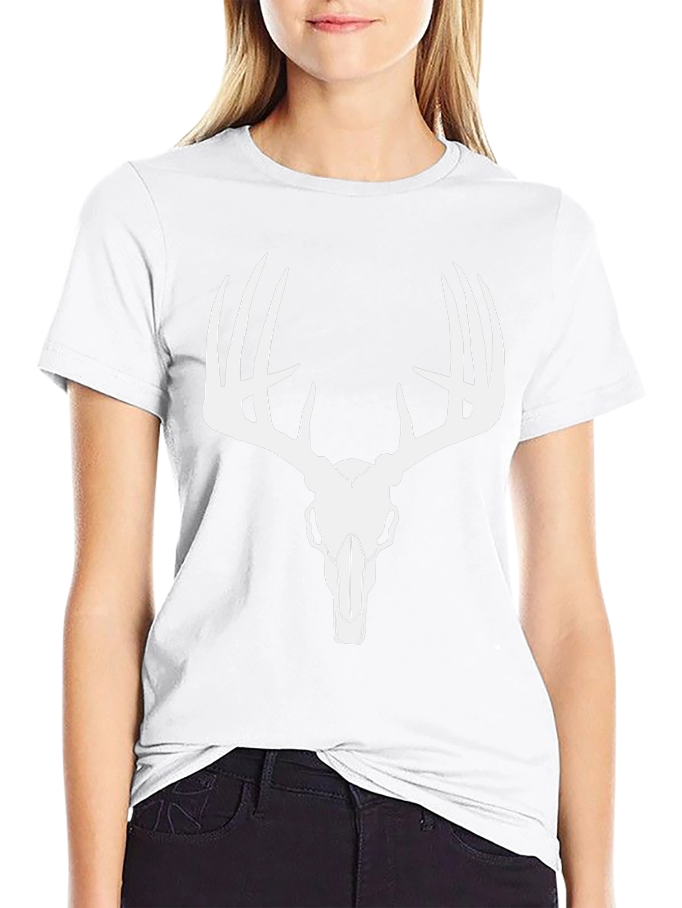 Mens Black Deer Skull Graphic T-Shirt