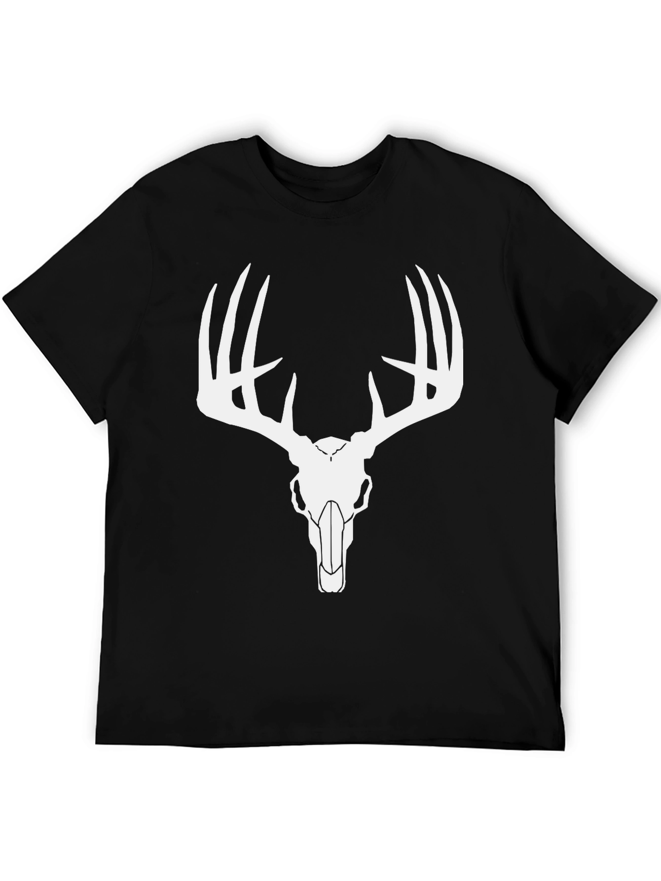 Mens Black Deer Skull Graphic T-Shirt