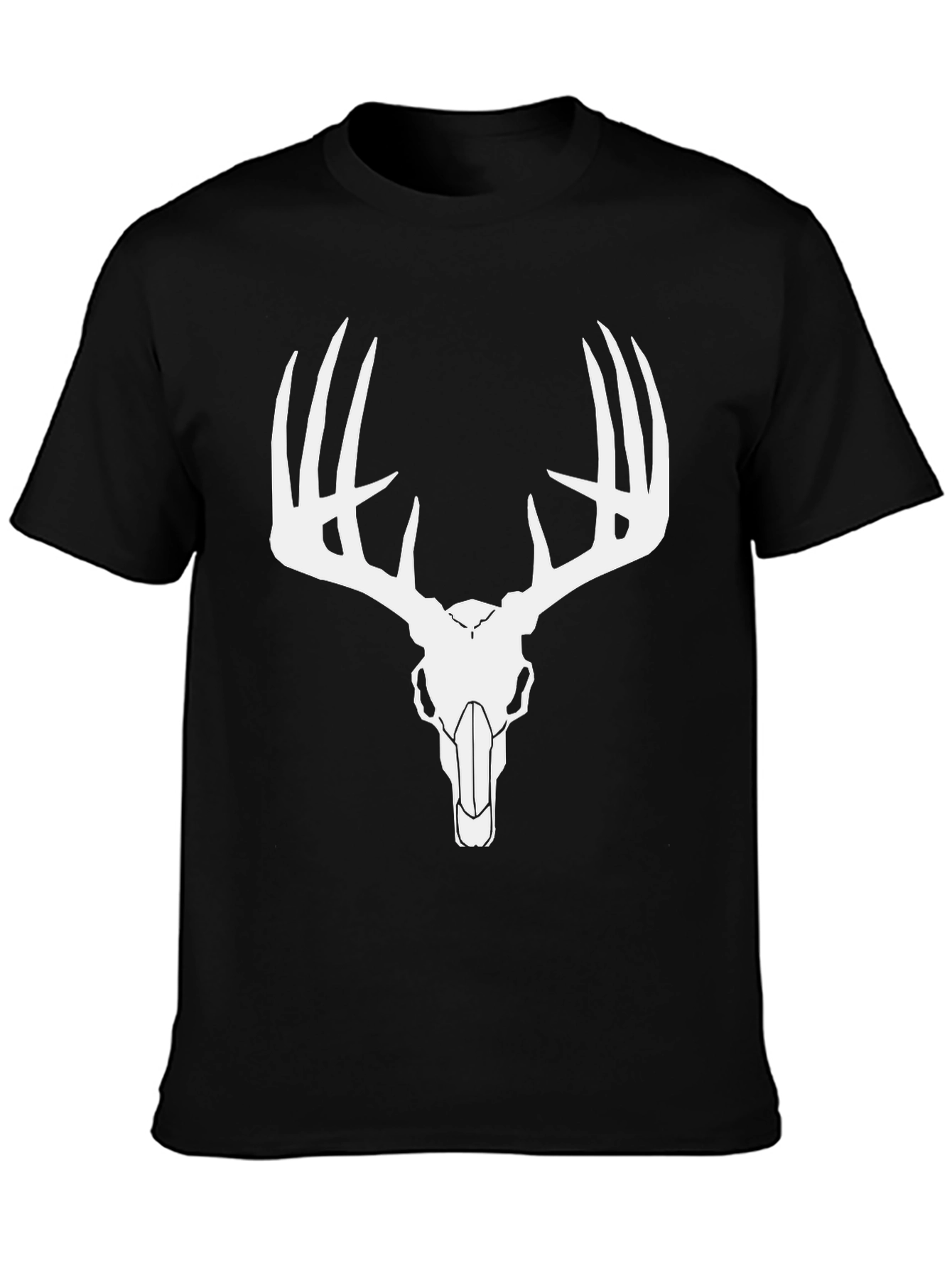 Mens Black Deer Skull Graphic T-Shirt