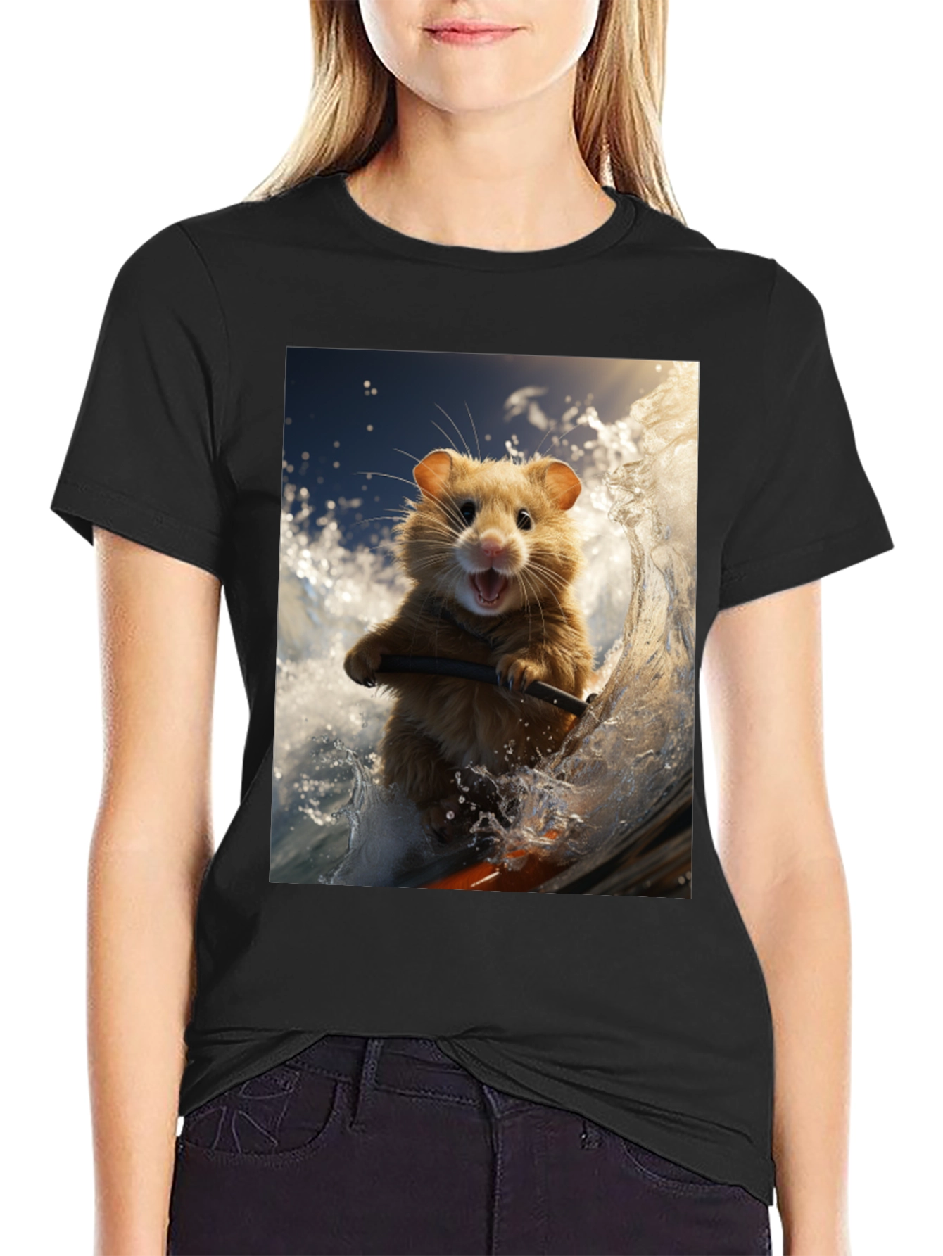 Hamster Surfing T-Shirt - Ride the Wave!