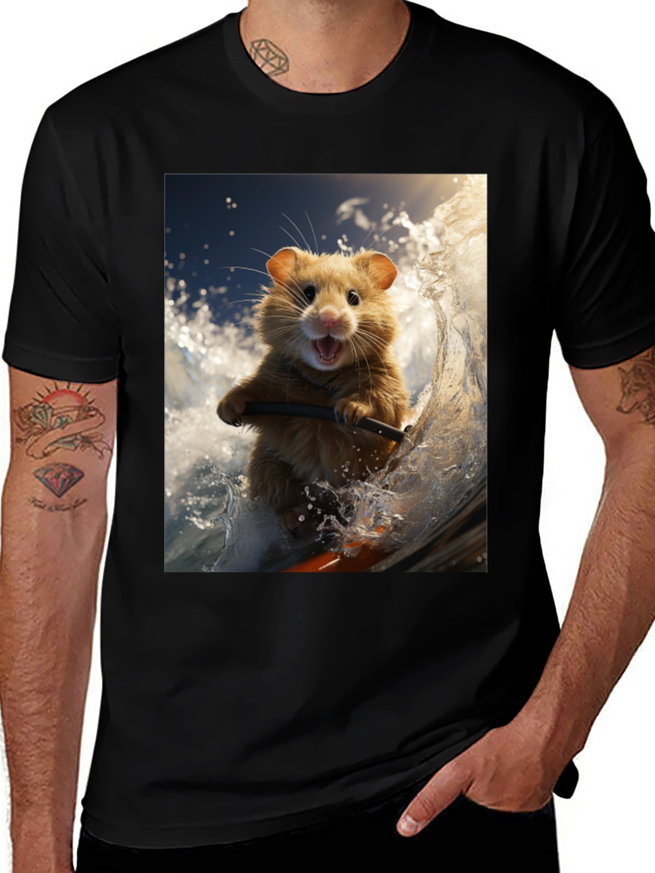 Hamster Surfing T-Shirt - Ride the Wave!
