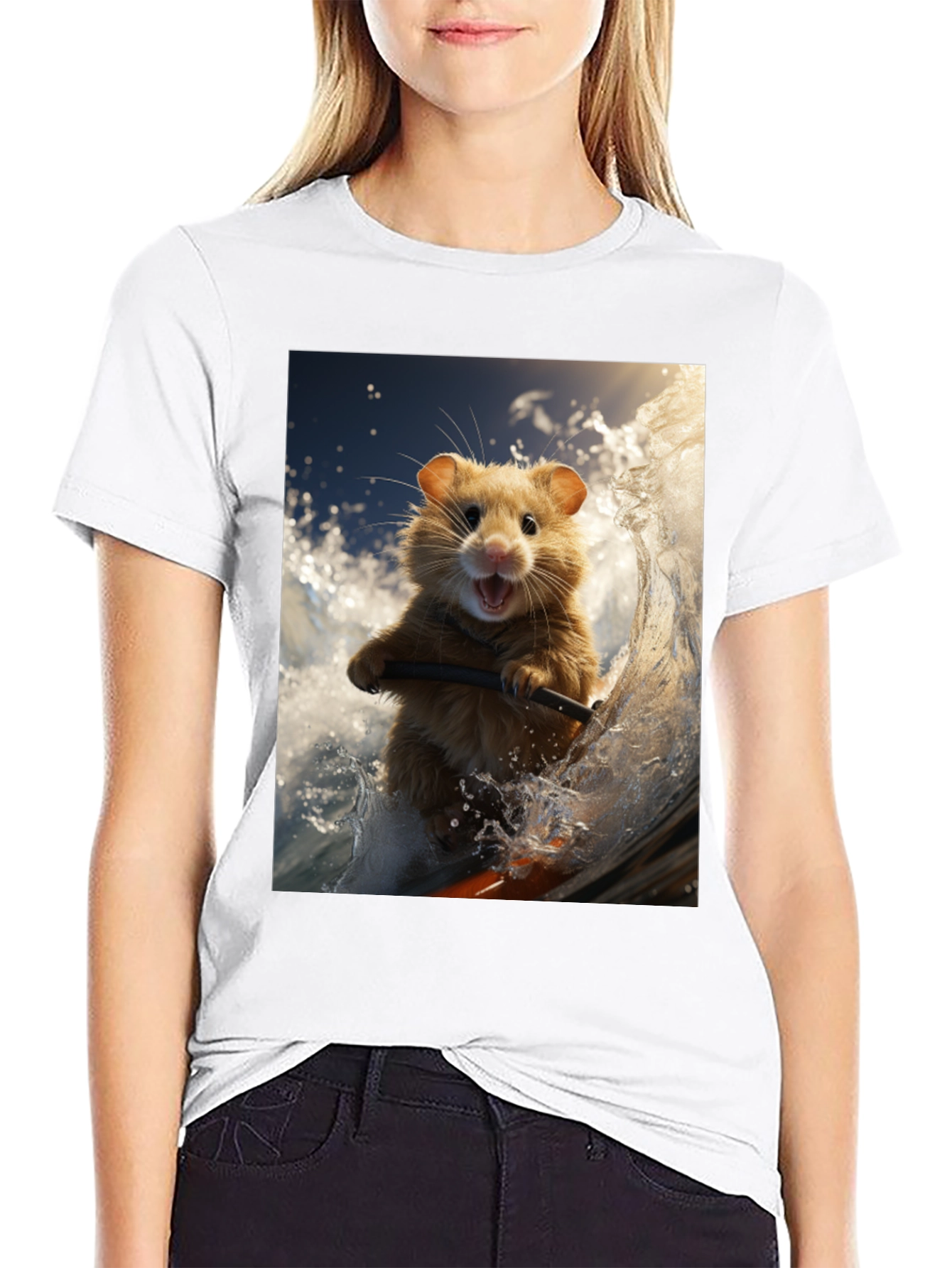 Hamster Surfing T-Shirt - Ride the Wave!