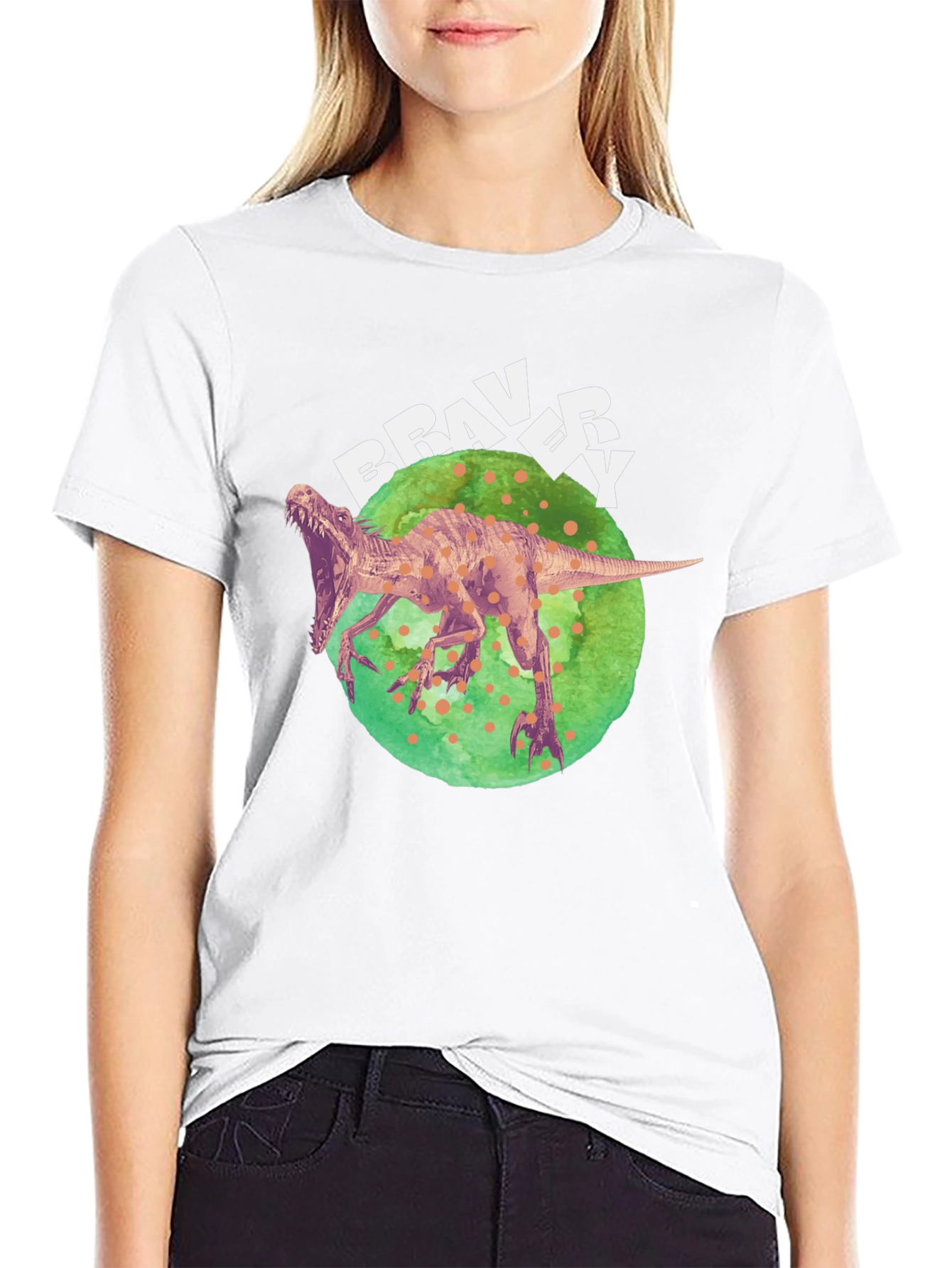 Bravery Dinosaur Graphic T-Shirt - Cool Design