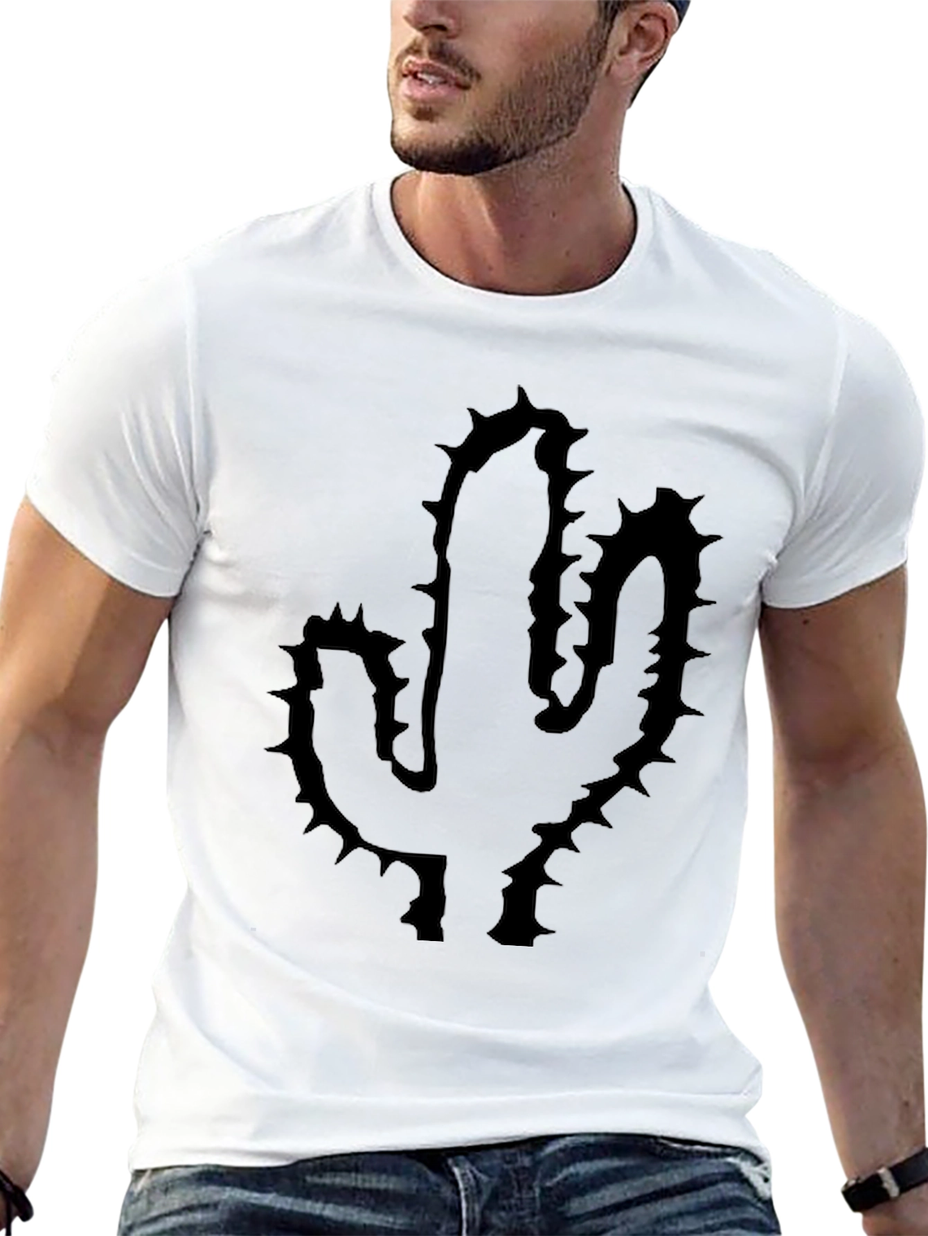 Mens Black Cactus Graphic Tee