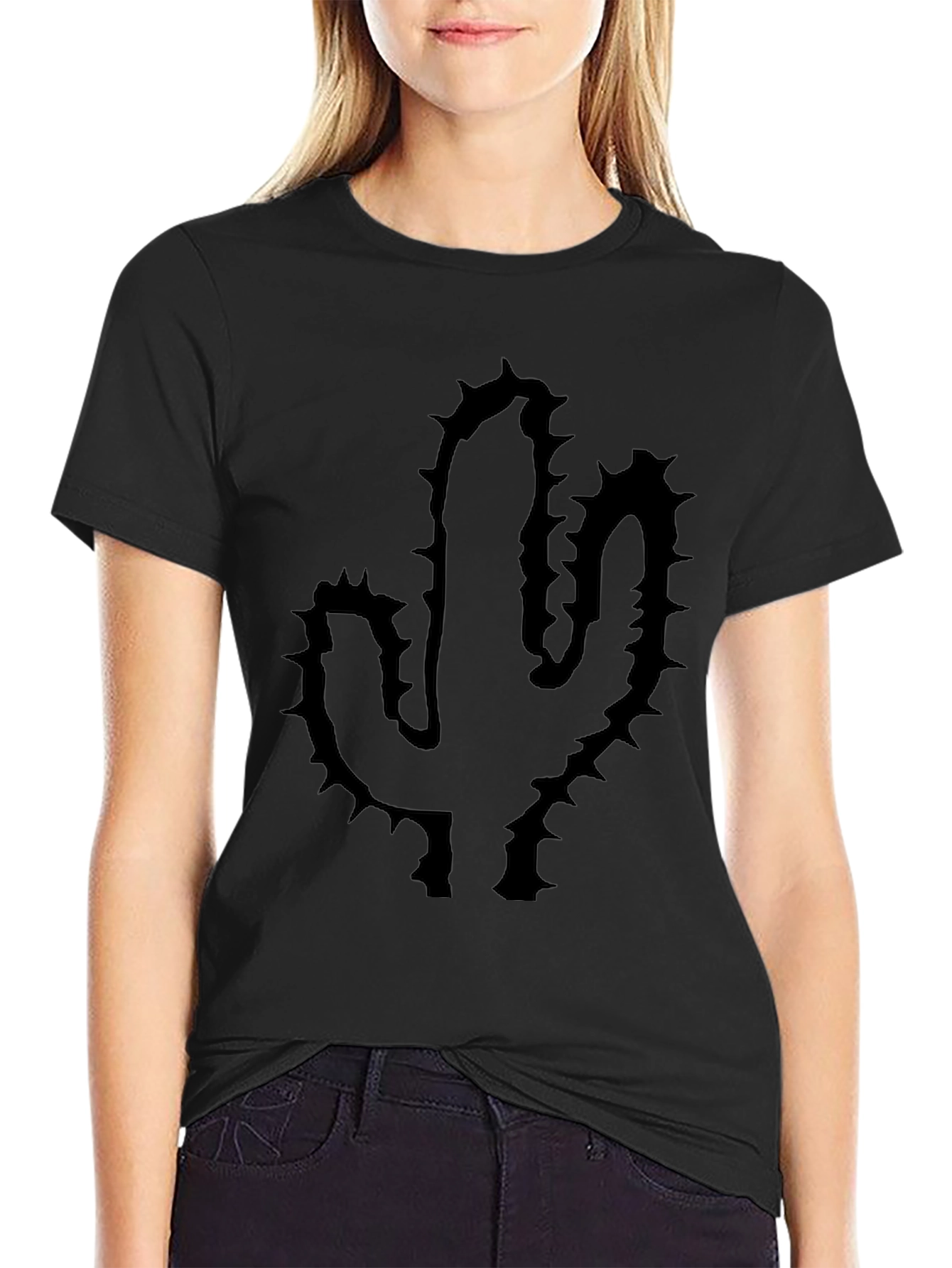 Mens Black Cactus Graphic Tee