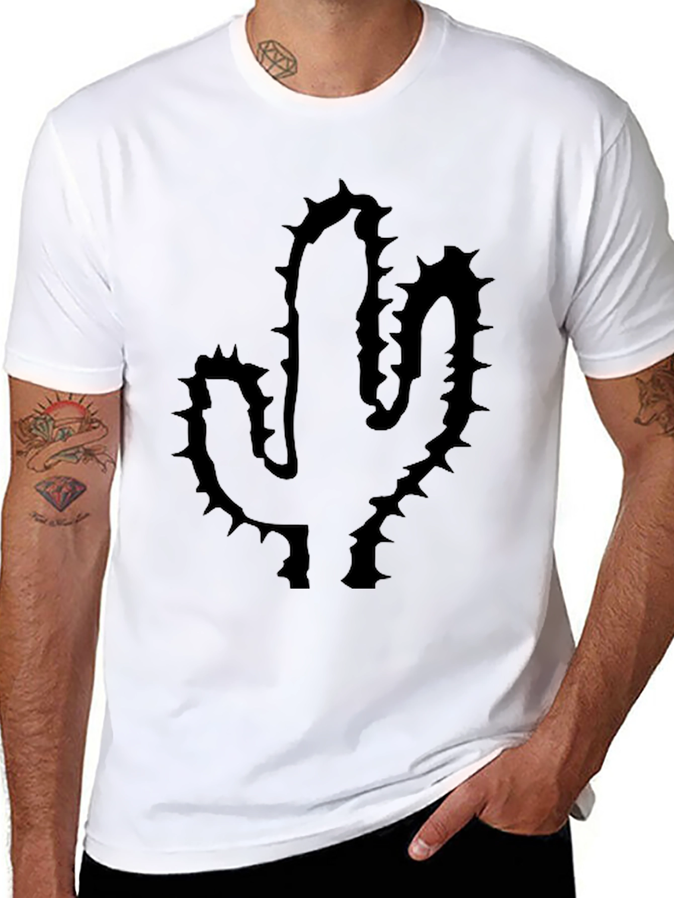 Mens Black Cactus Graphic Tee