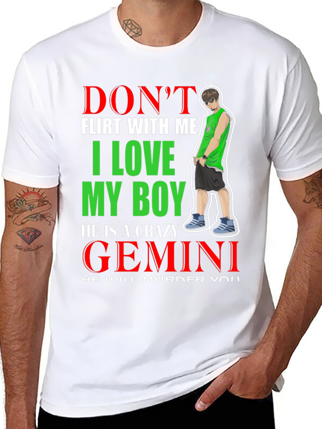 Dont Flirt With Me Gemini Crazy Boy Graphic Tee