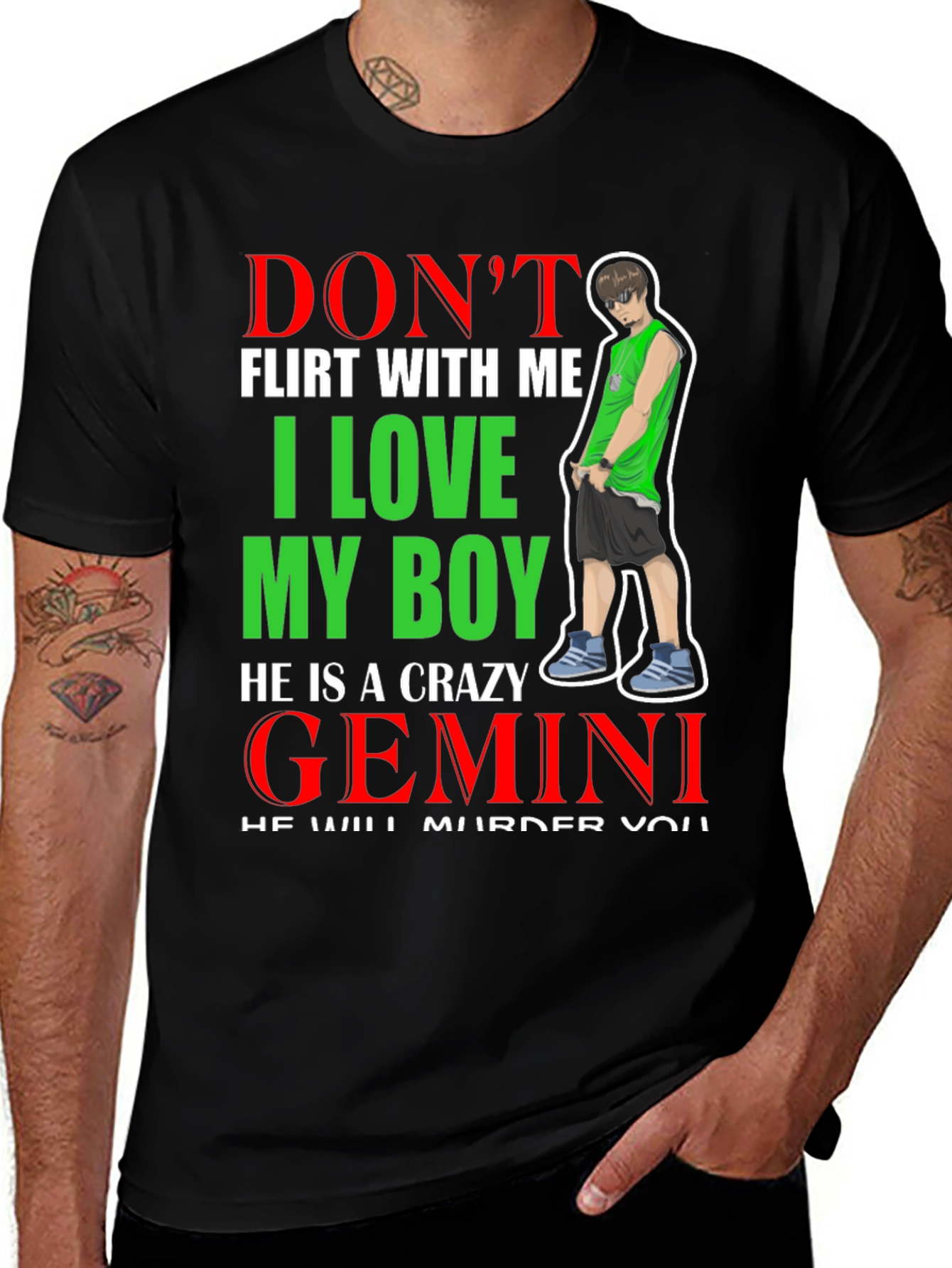 Dont Flirt With Me Gemini Crazy Boy Graphic Tee