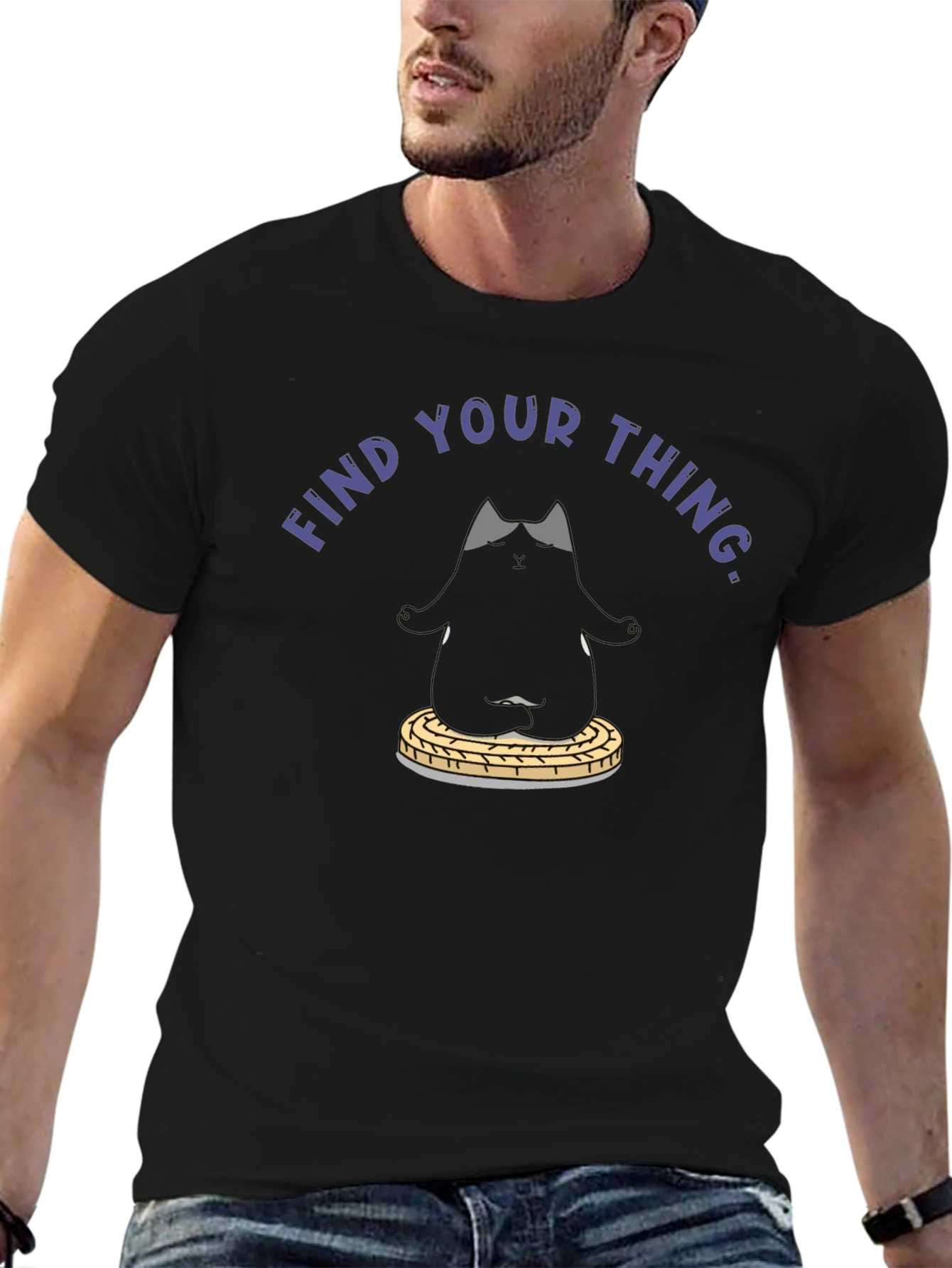 Find Your Thing T-Shirt - Zen Cat Design