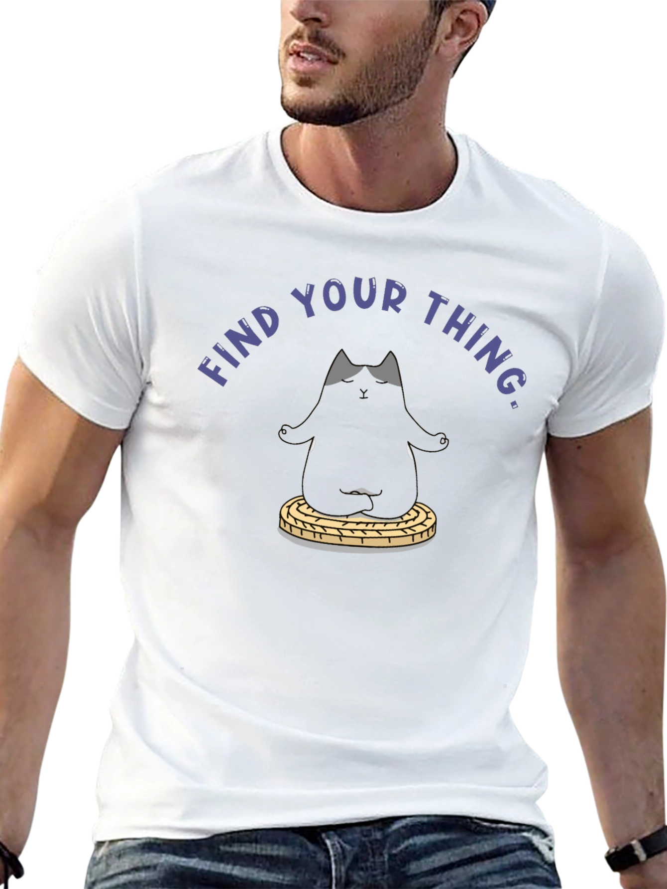 Find Your Thing T-Shirt - Zen Cat Design
