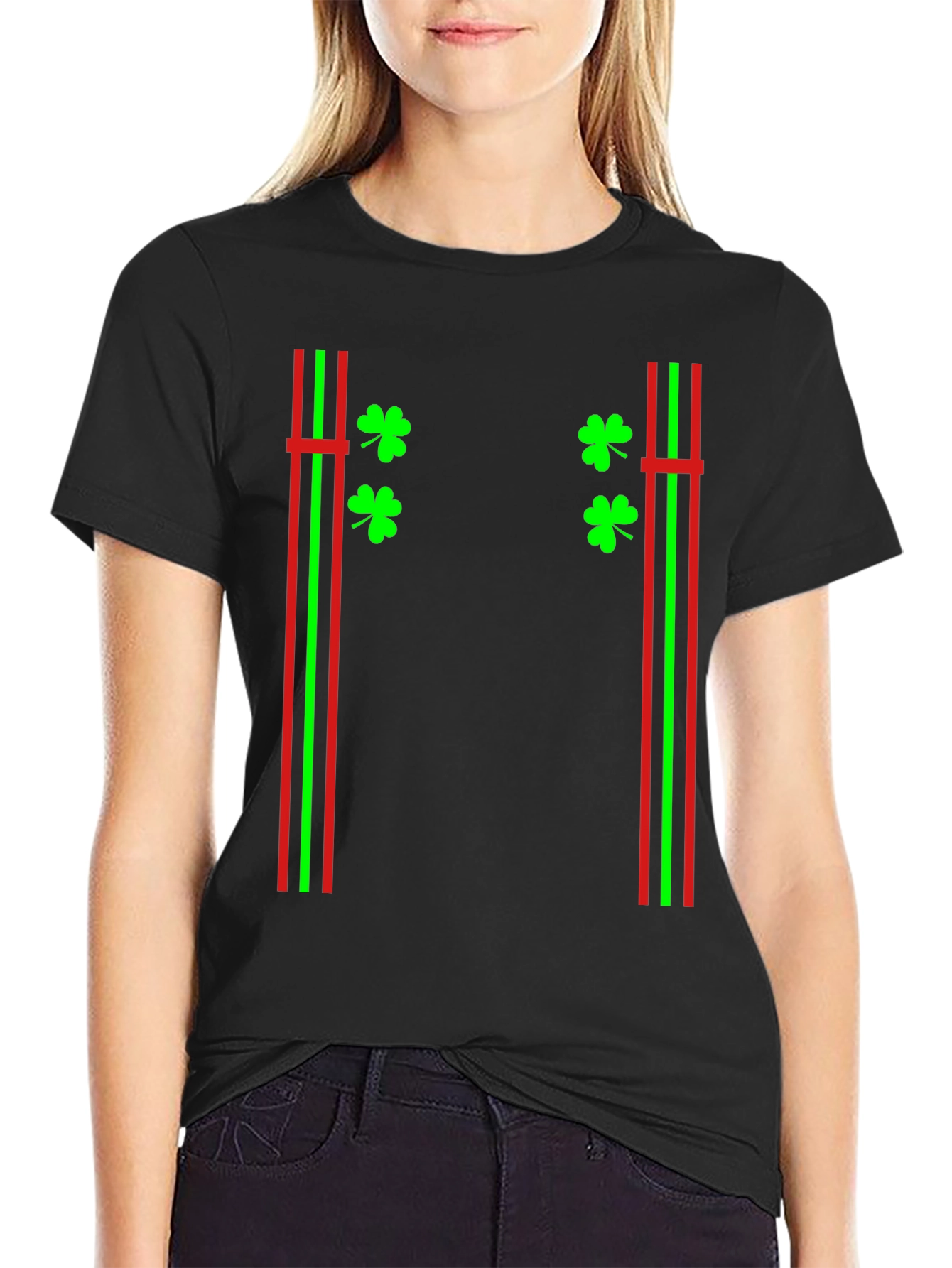 St. Patricks Day Suspender Shamrock T-Shirt