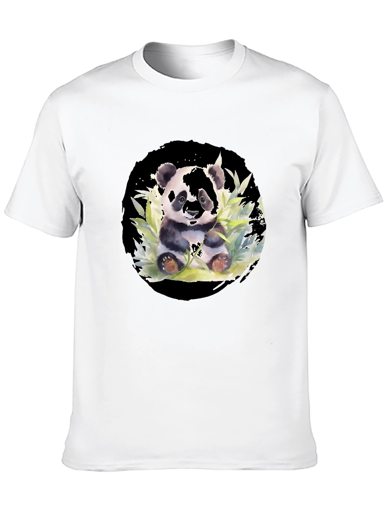 Panda Watercolor Black T-Shirt