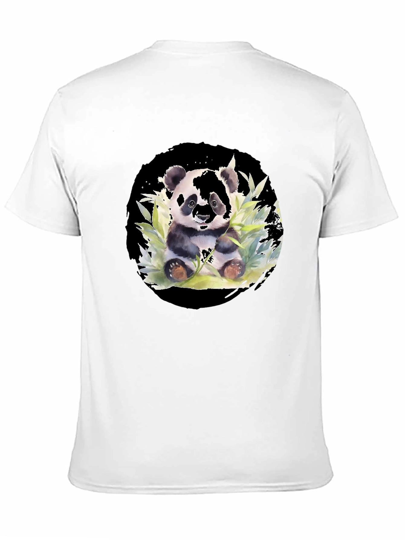 Panda Watercolor Black T-Shirt