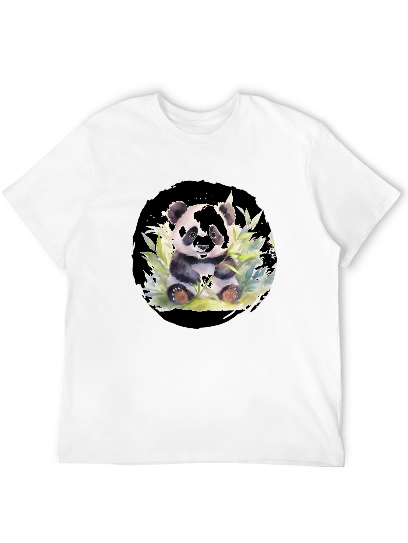 Panda Watercolor Black T-Shirt