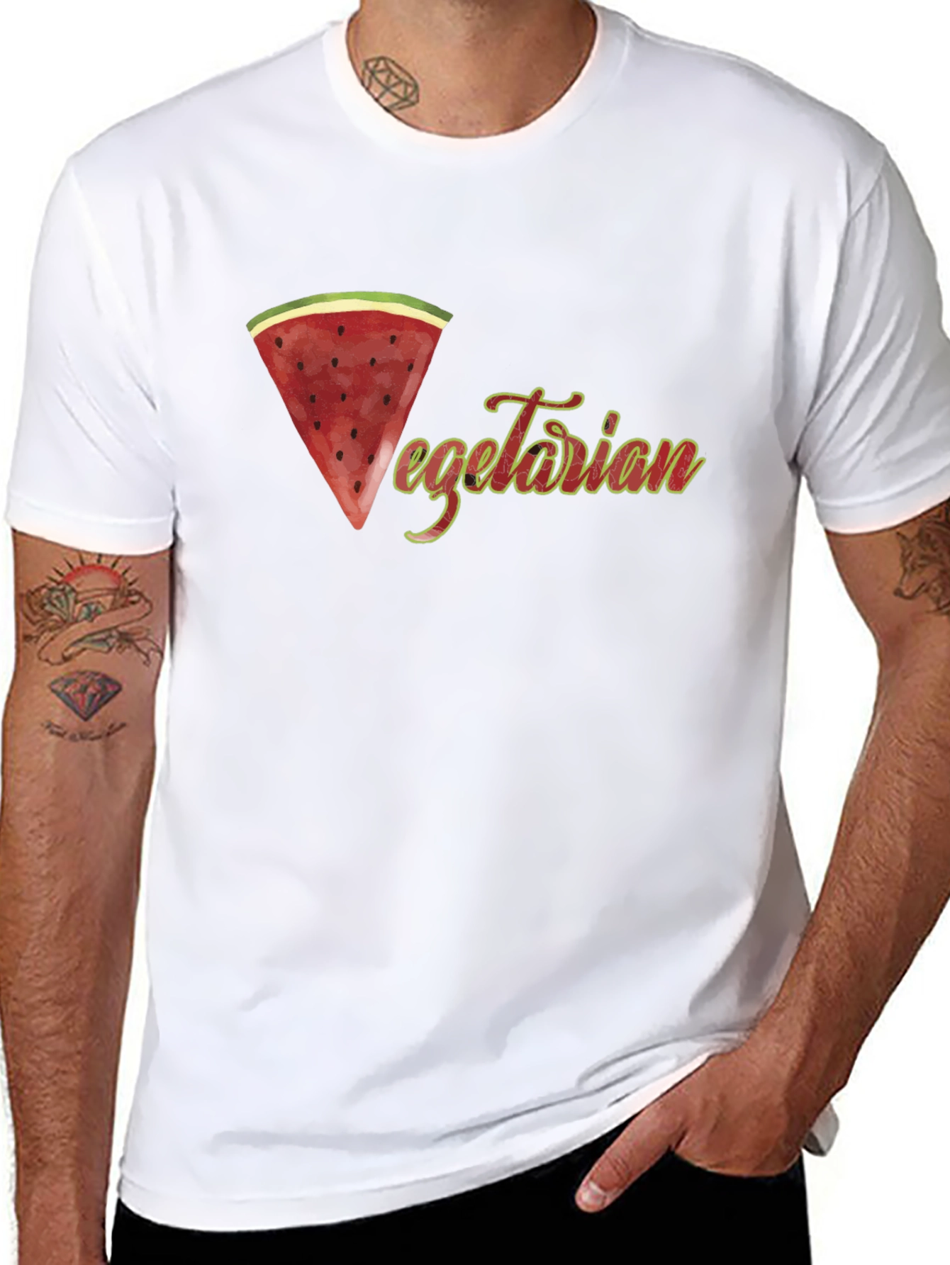 Vegetarian Watermelon Graphic Tee - Black
