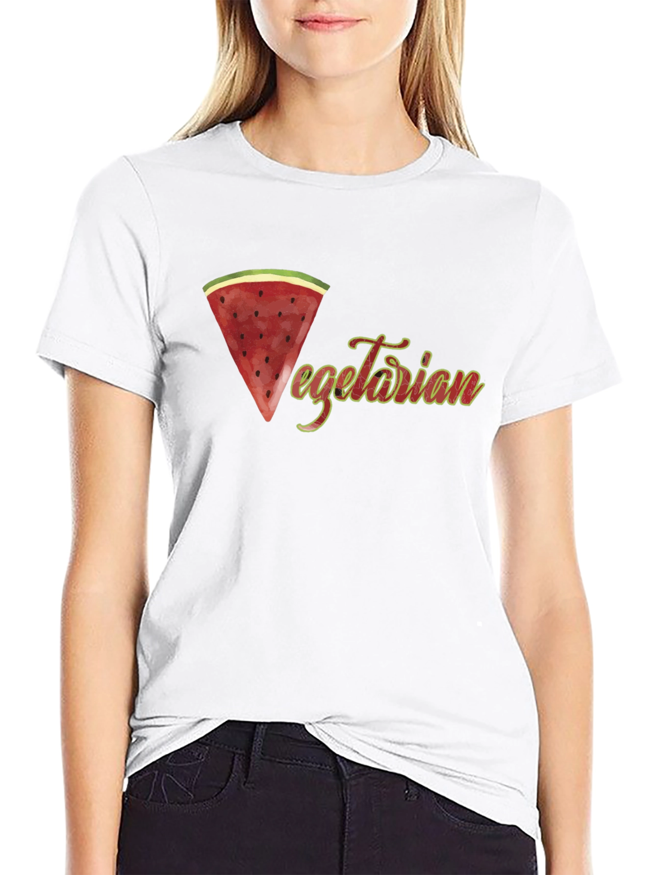 Vegetarian Watermelon Graphic Tee - Black
