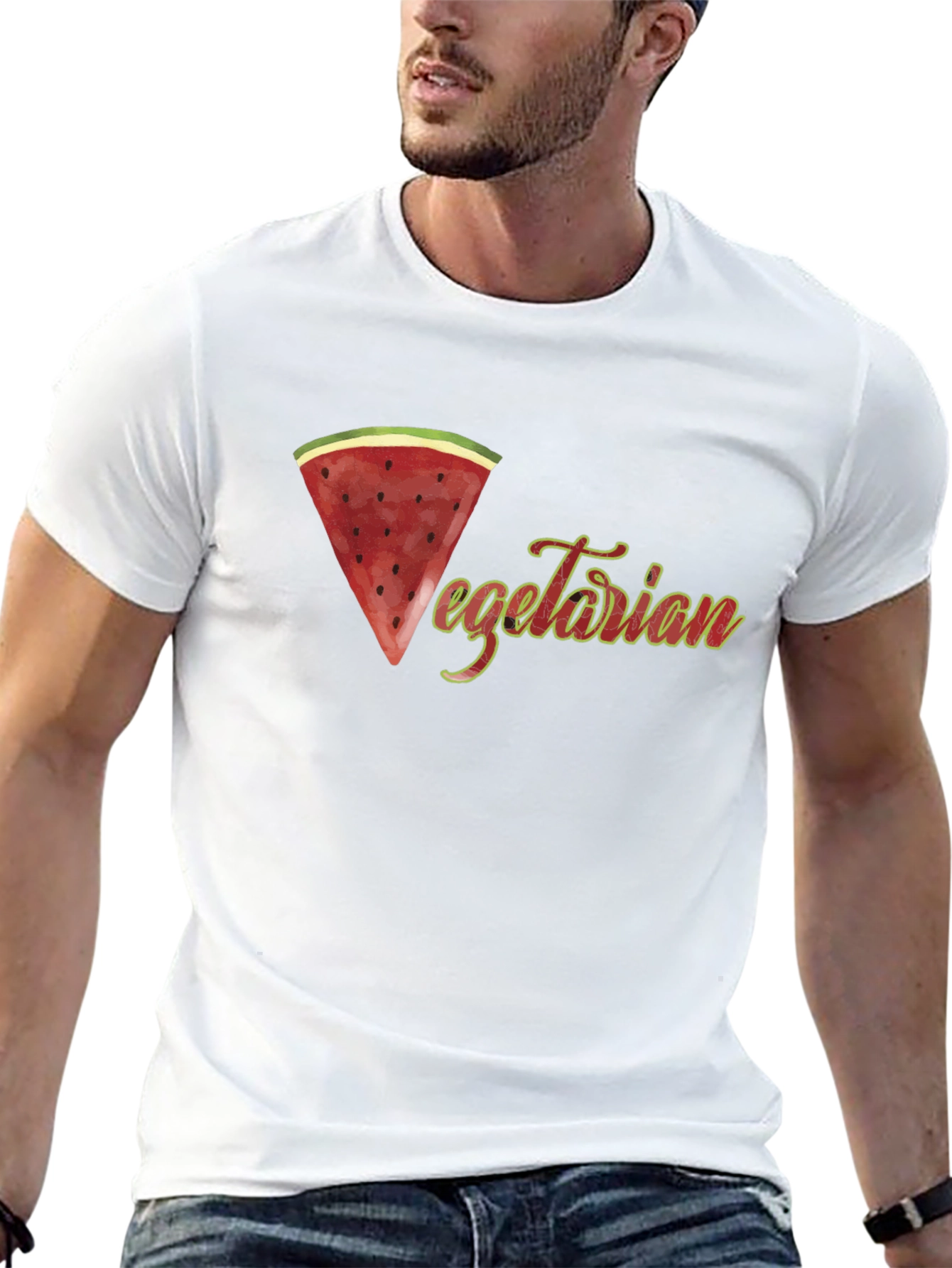 Vegetarian Watermelon Graphic Tee - Black