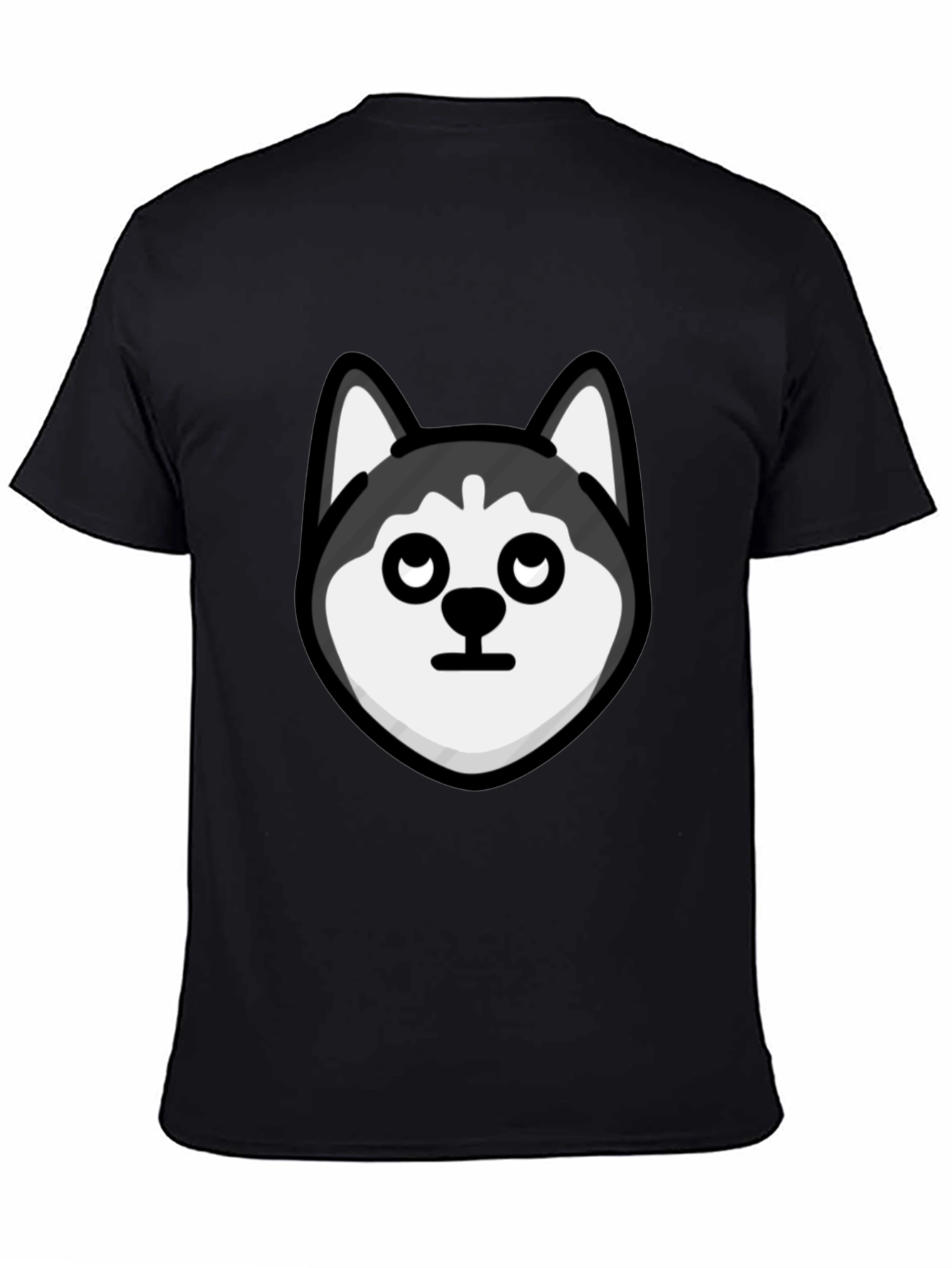 Husky Head Graphic Tee - Black Cotton Casual T-Shirt