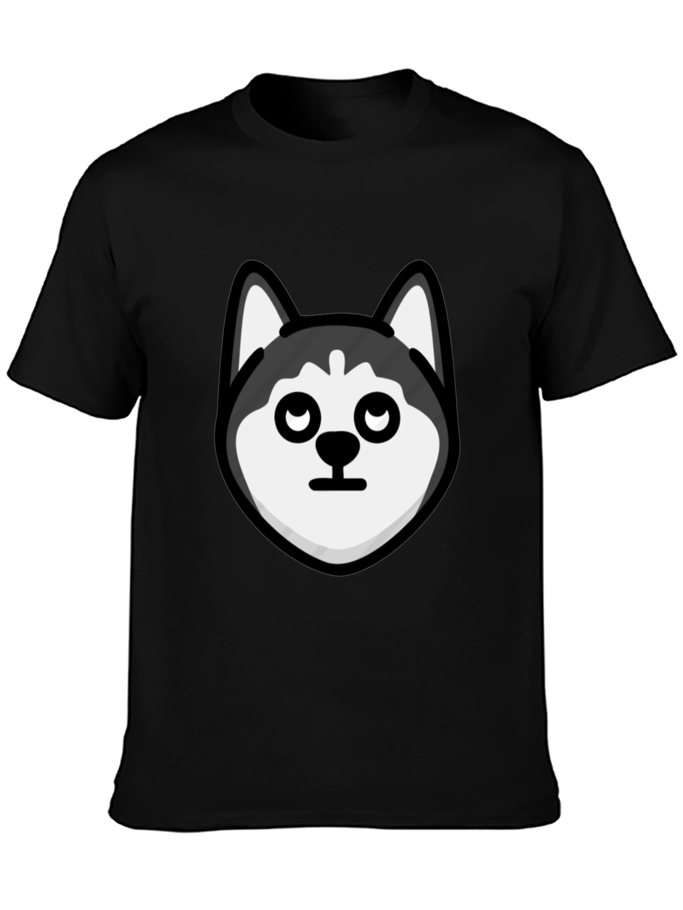 Husky Head Graphic Tee - Black Cotton Casual T-Shirt