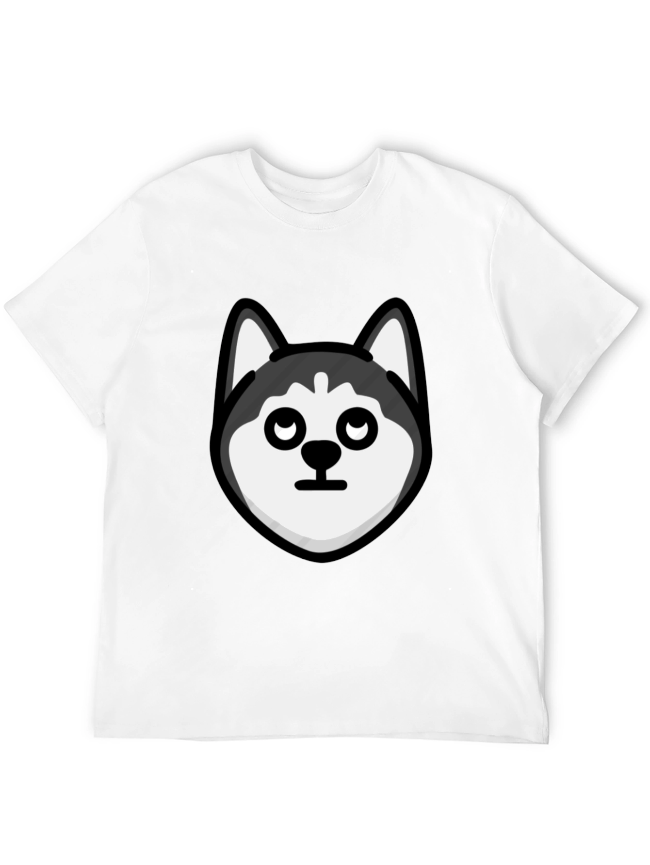 Husky Head Graphic Tee - Black Cotton Casual T-Shirt