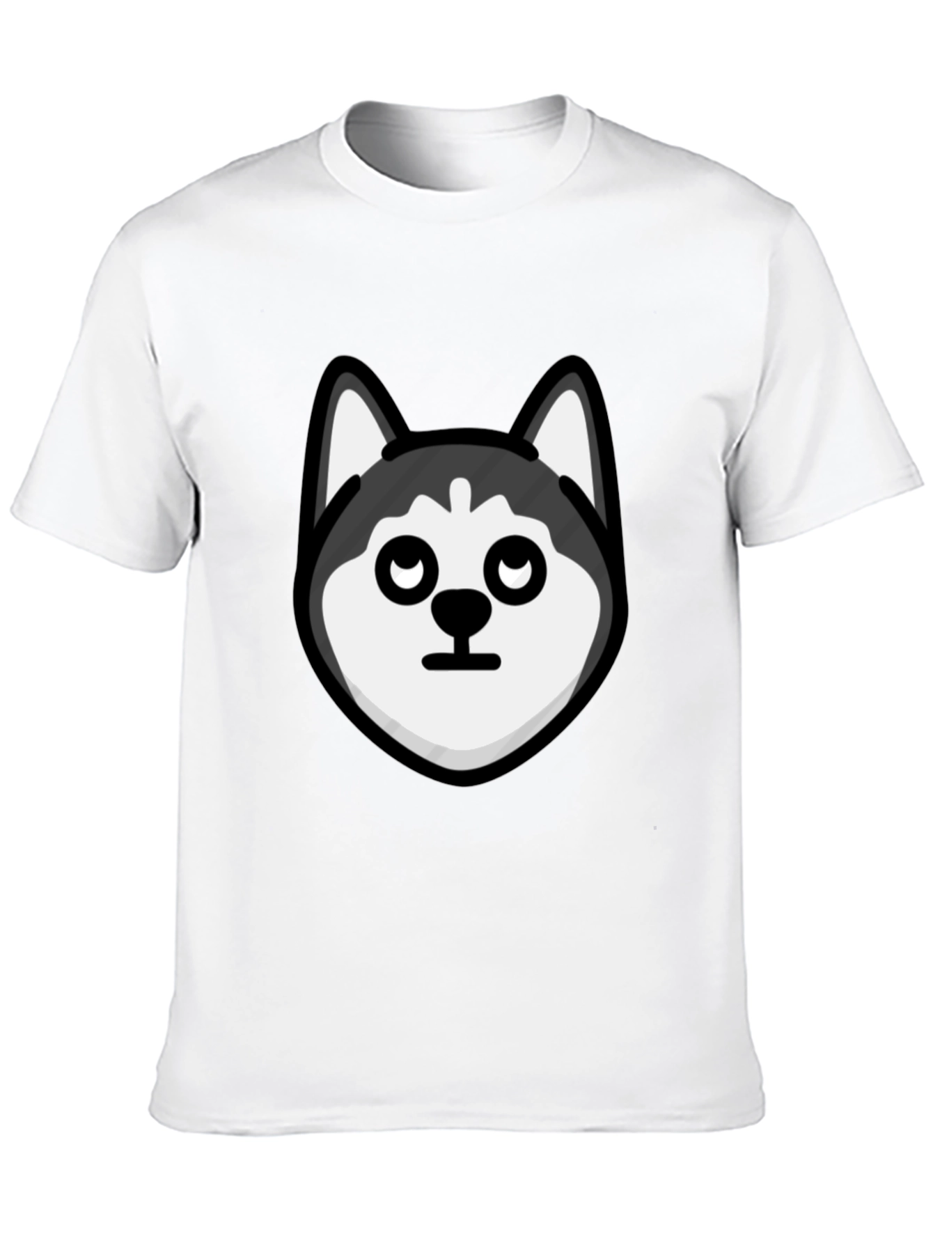 Husky Head Graphic Tee - Black Cotton Casual T-Shirt