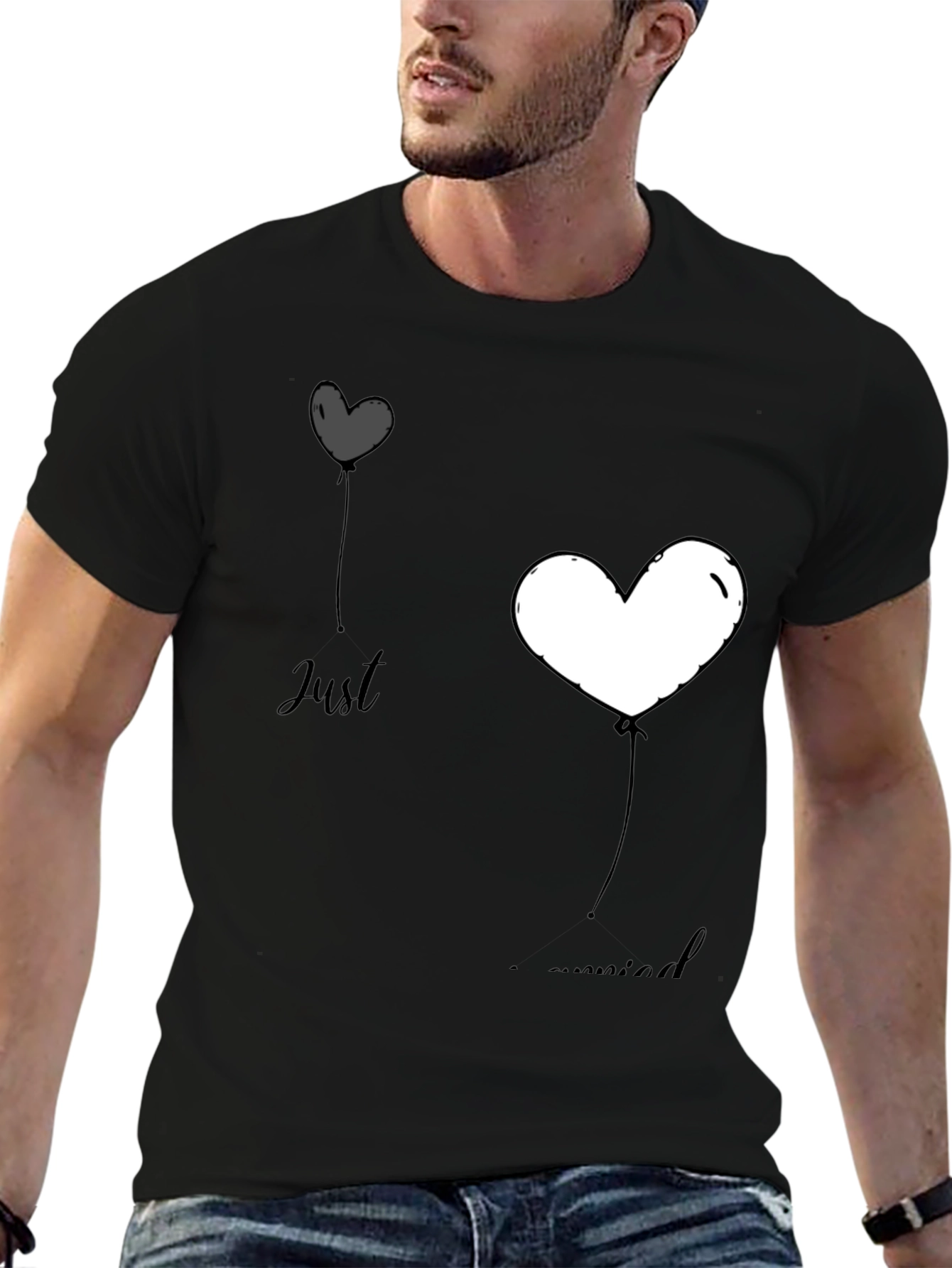 Just Married Heart Balloons Graphic Tee