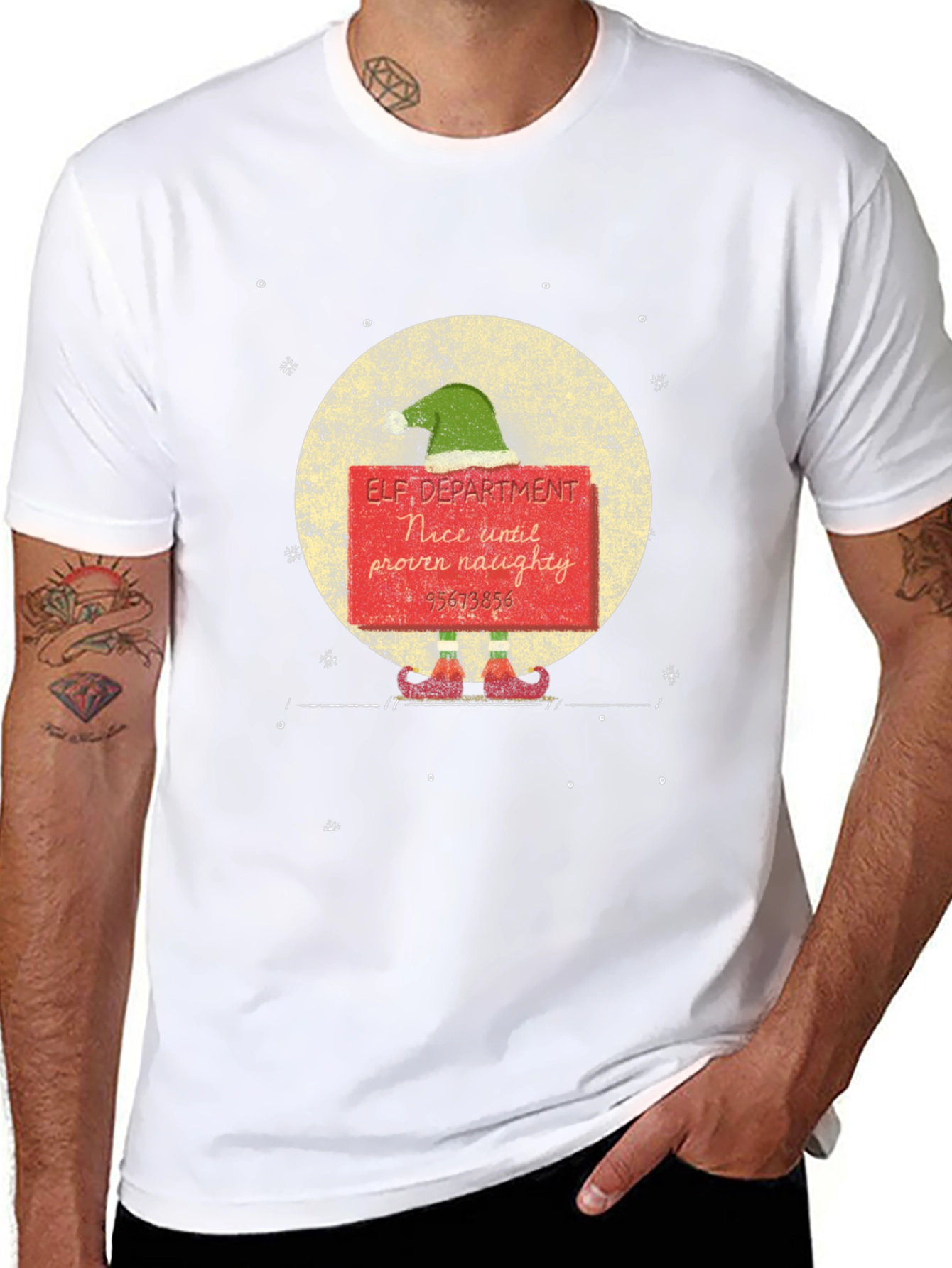 Elf Department Nice Until Proven Naughty Graphic Tee
