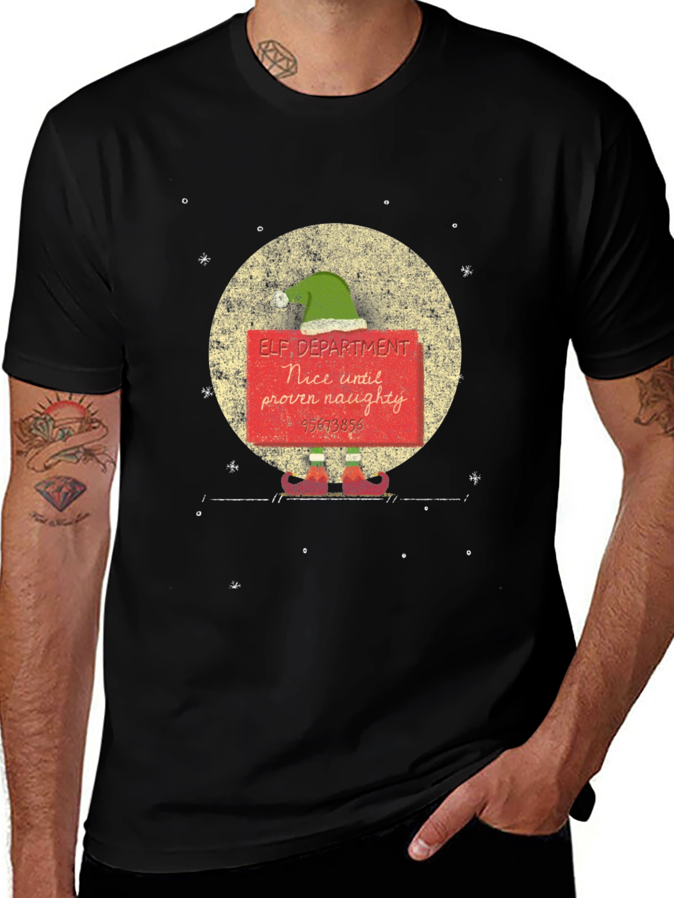 Elf Department Nice Until Proven Naughty Graphic Tee