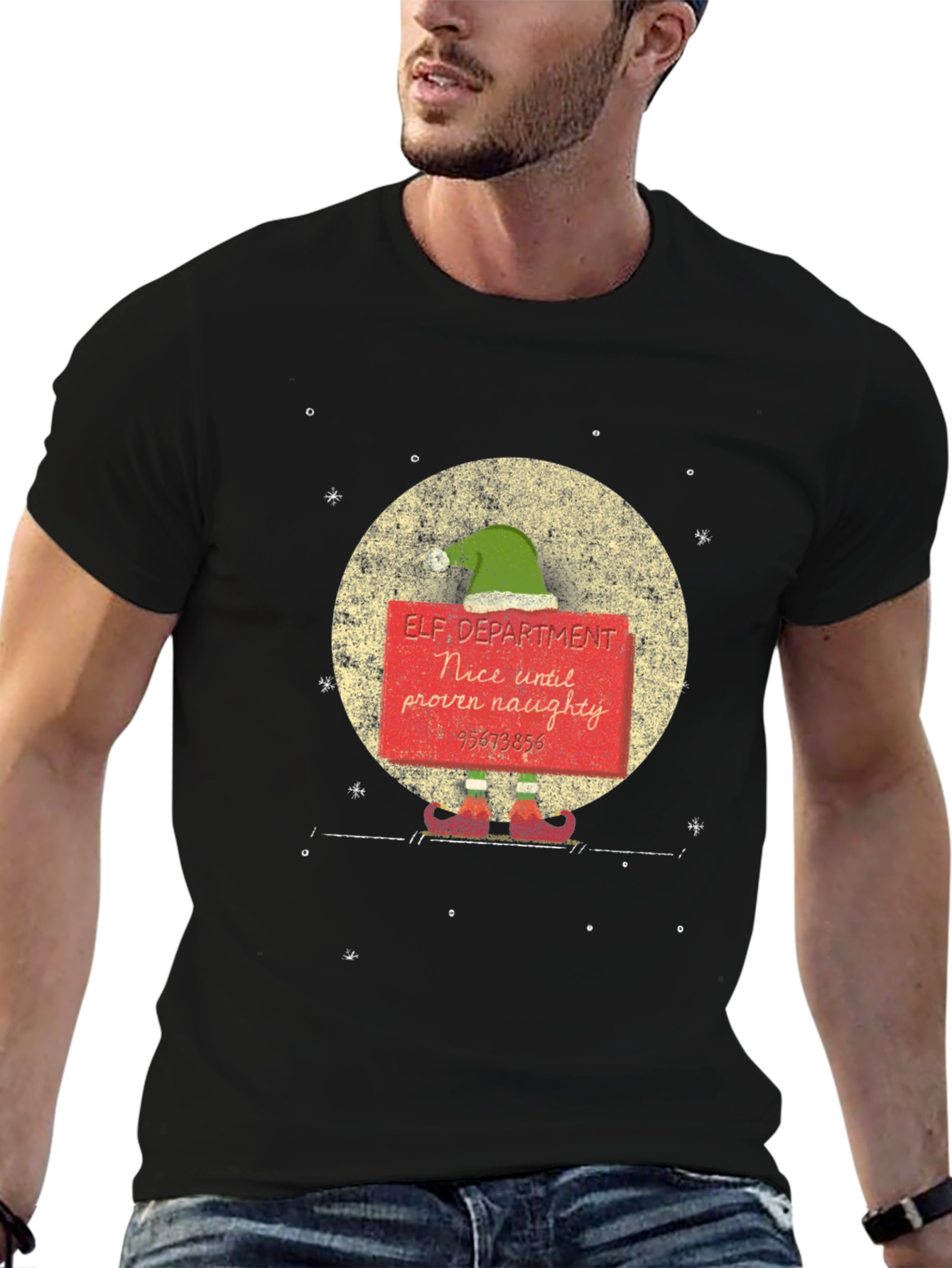 Elf Department Nice Until Proven Naughty Graphic Tee