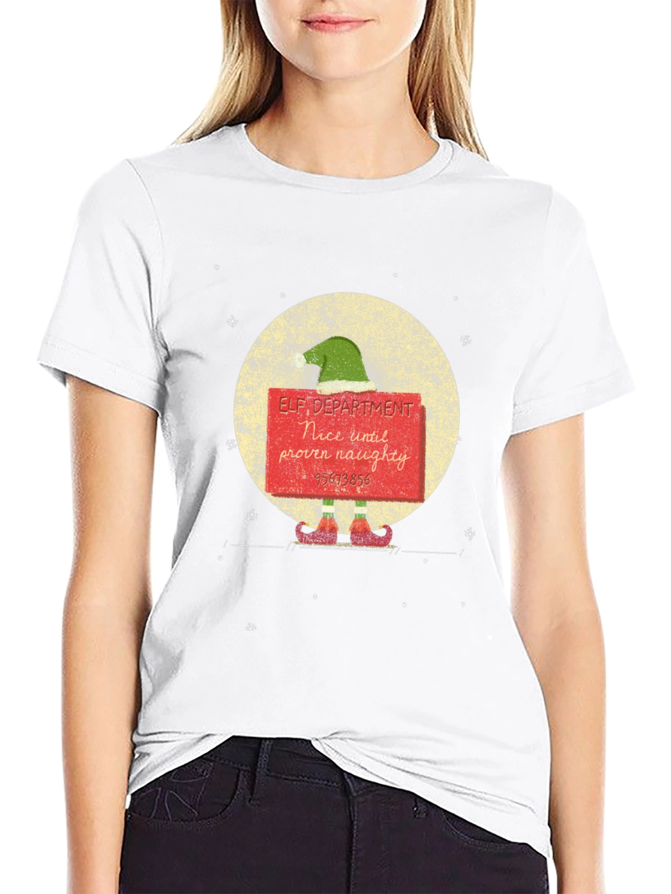 Elf Department Nice Until Proven Naughty Graphic Tee