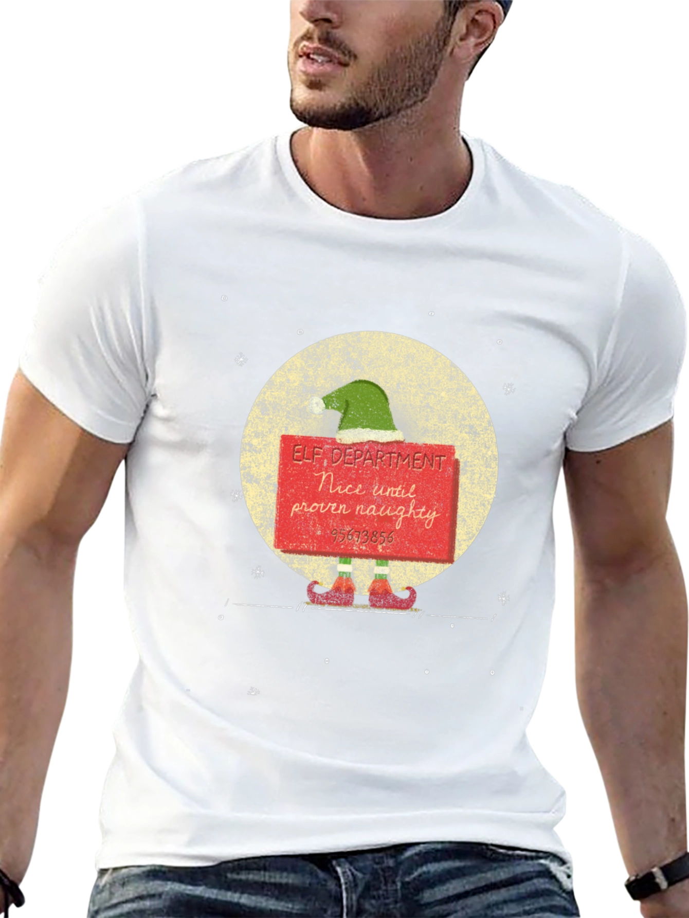 Elf Department Nice Until Proven Naughty Graphic Tee