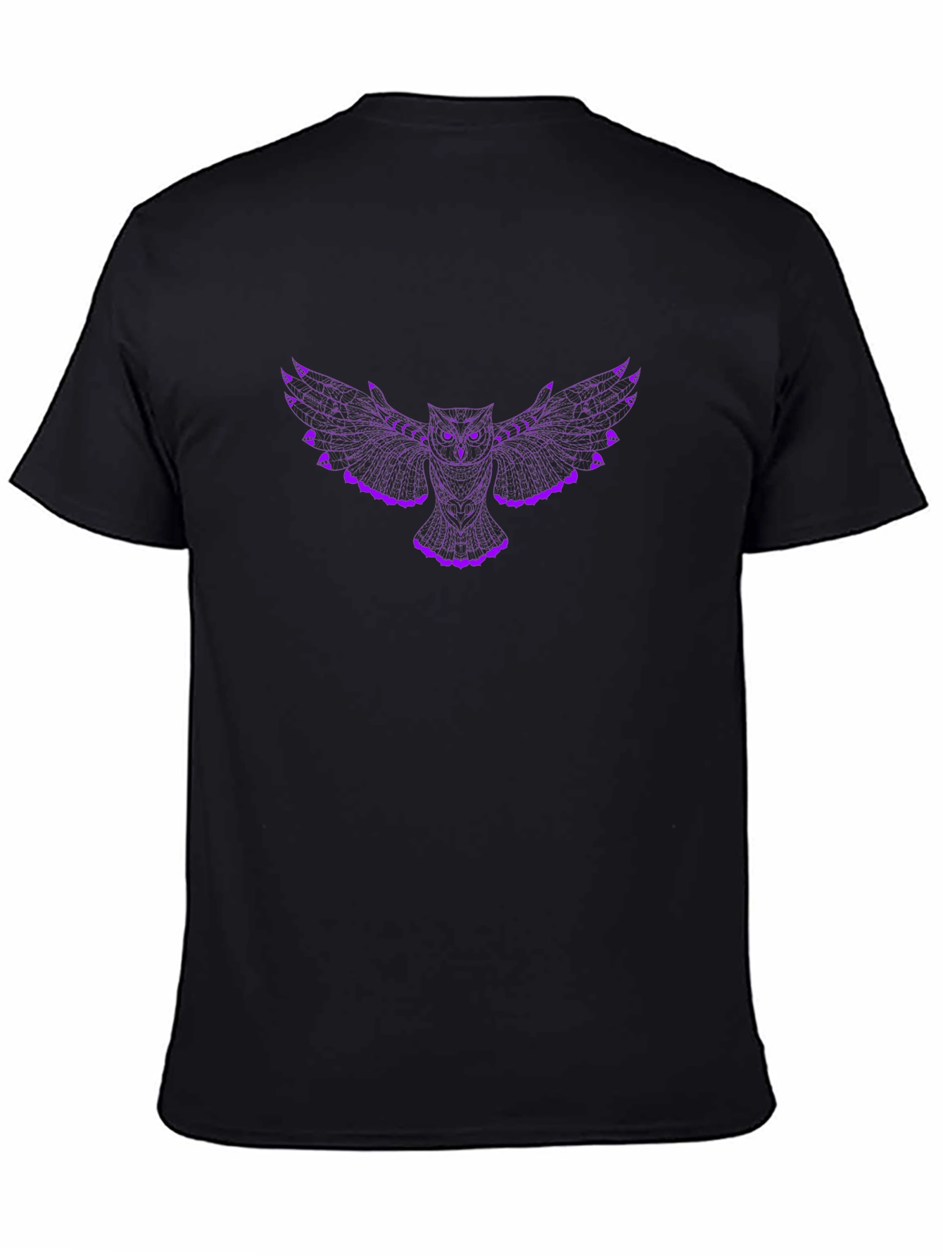 Stylish Black T-Shirt with Purple Owl Design