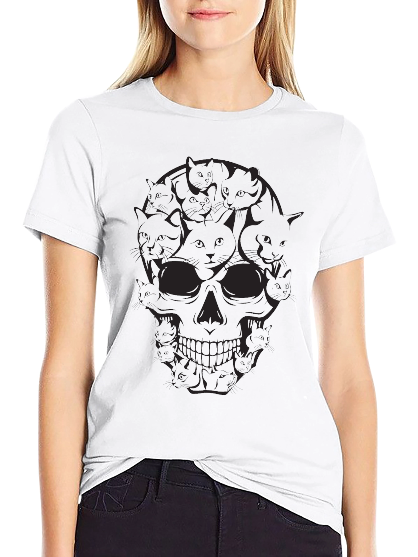 Skull Cat T-Shirt - Gothic Style Tee