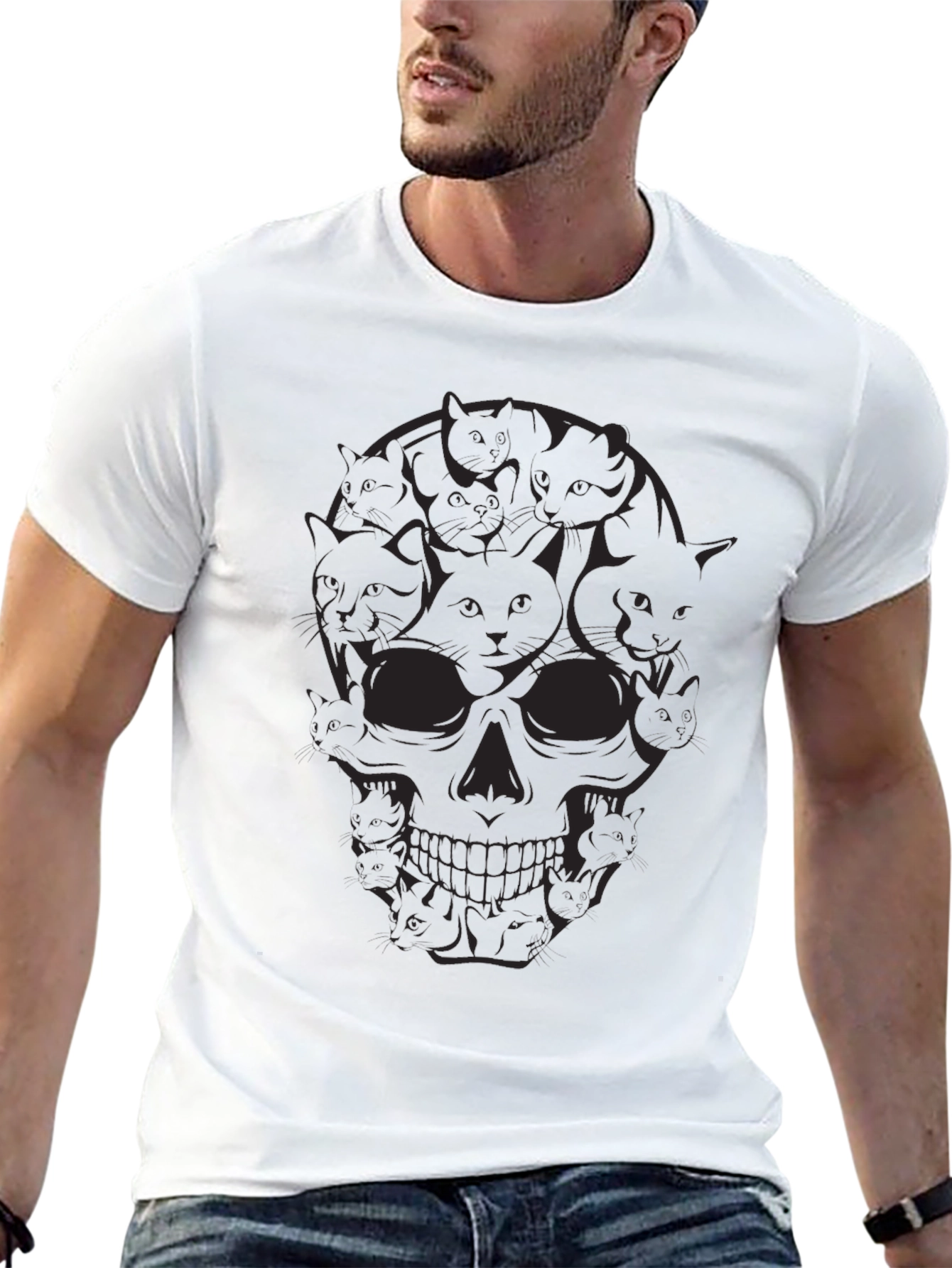 Skull Cat T-Shirt - Gothic Style Tee