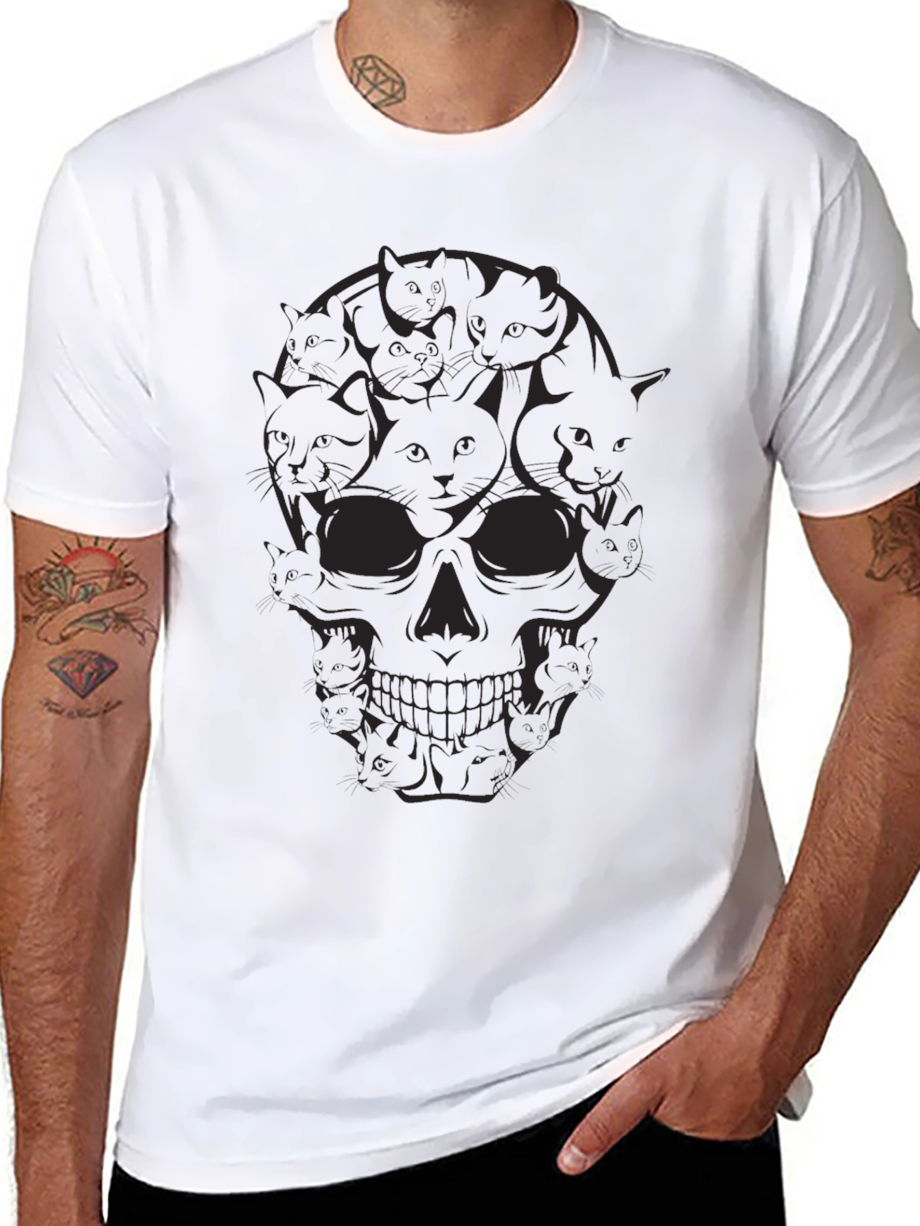 Skull Cat T-Shirt - Gothic Style Tee
