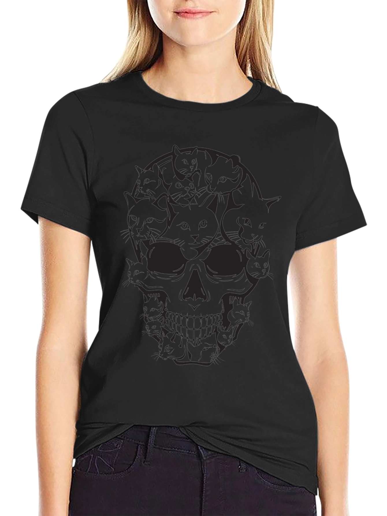 Skull Cat T-Shirt - Gothic Style Tee