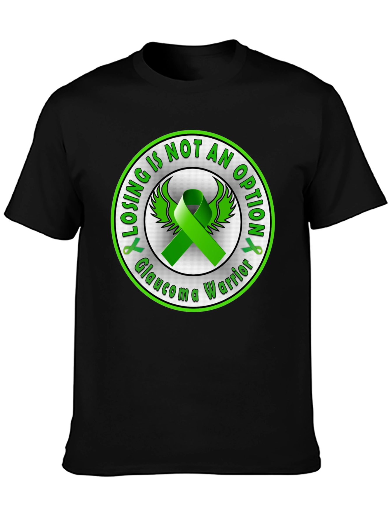 Glaucoma Warrior Awareness T-Shirt - Green Ribbon Design