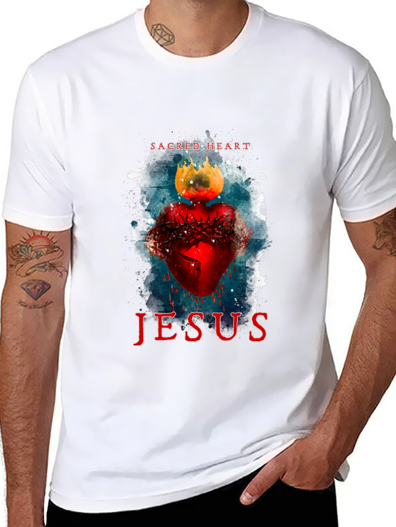 Sacred Heart Jesus Graphic T-Shirt - Black