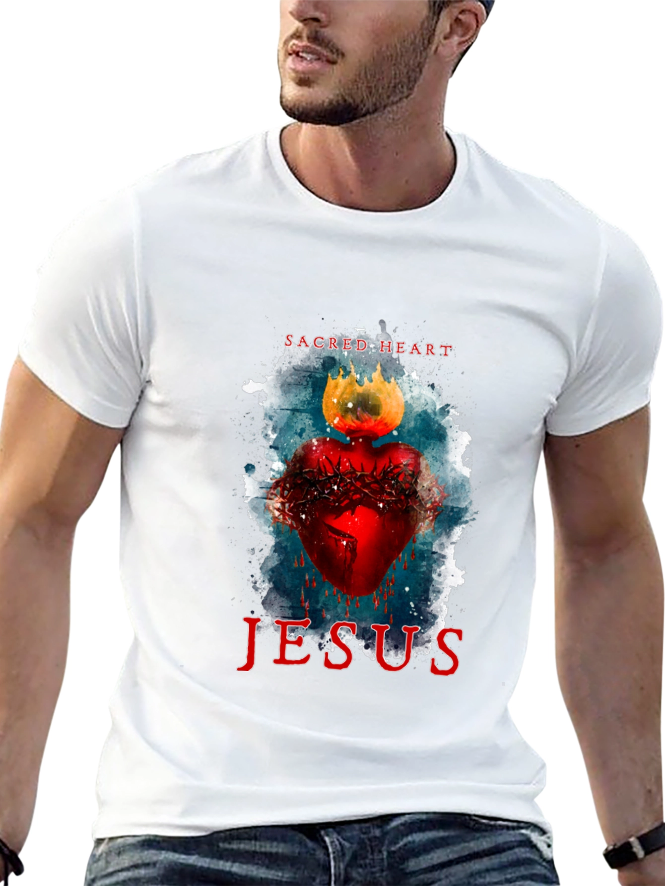 Sacred Heart Jesus Graphic T-Shirt - Black