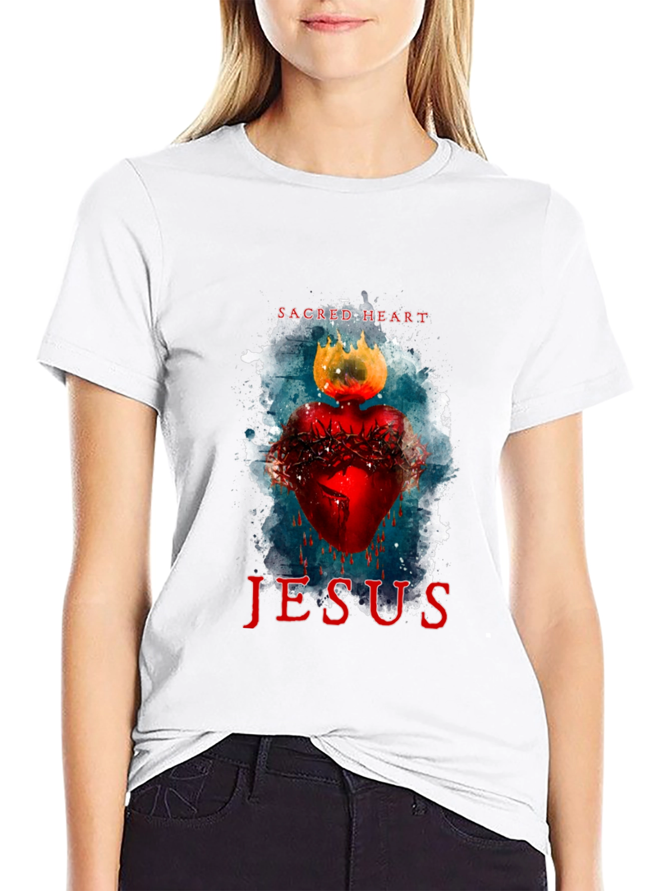 Sacred Heart Jesus Graphic T-Shirt - Black