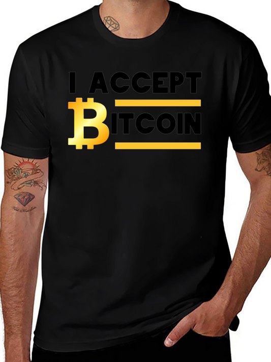 I Accept Bitcoin T-Shirt - Crypto Fan Apparel