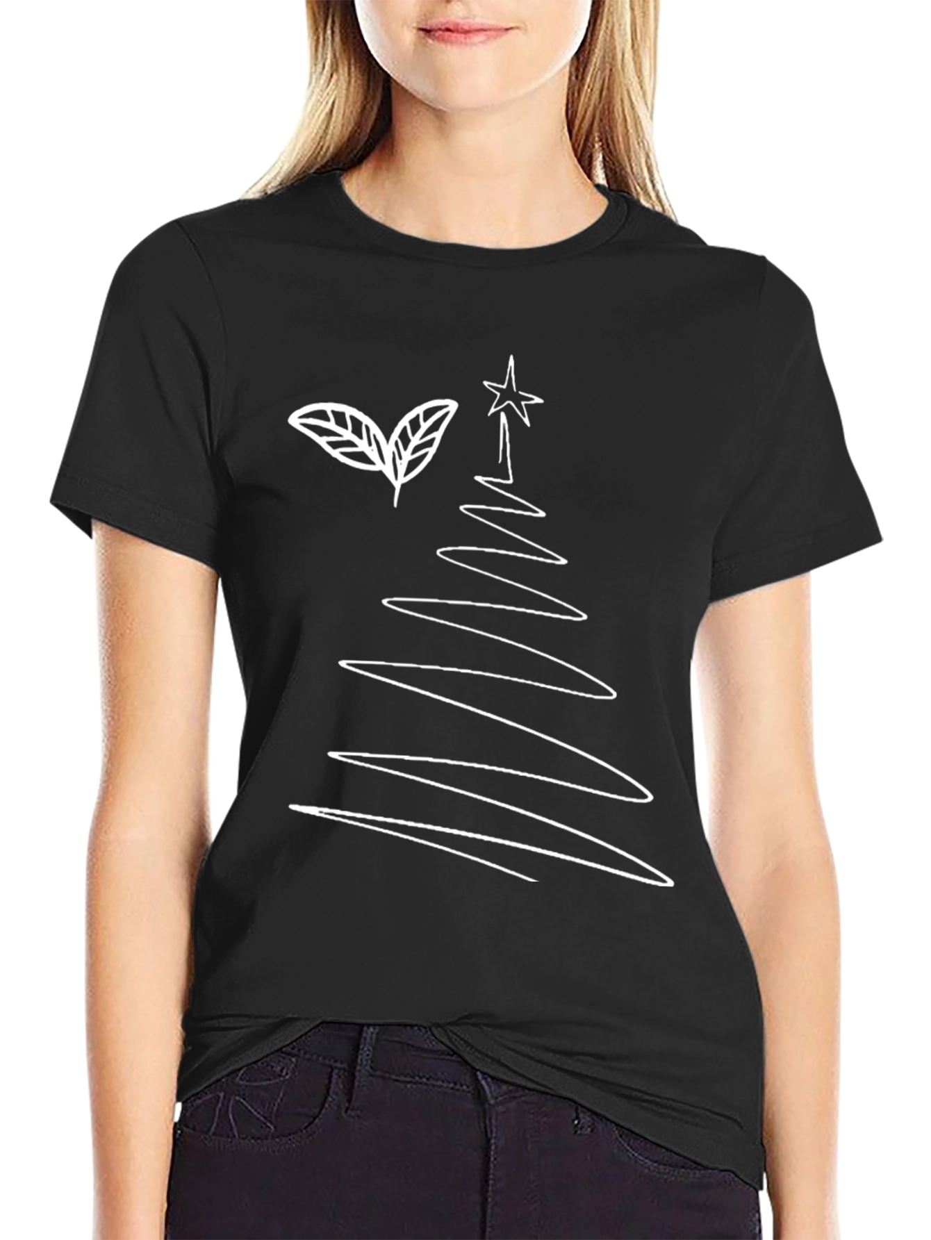 Festive Black Christmas Tree Graphic Tee