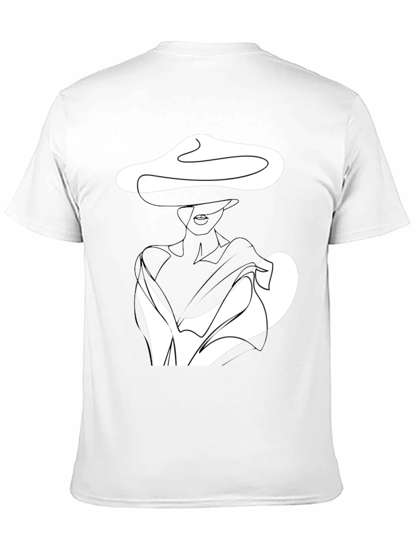 Elegant Woman Line Art Black T-Shirt