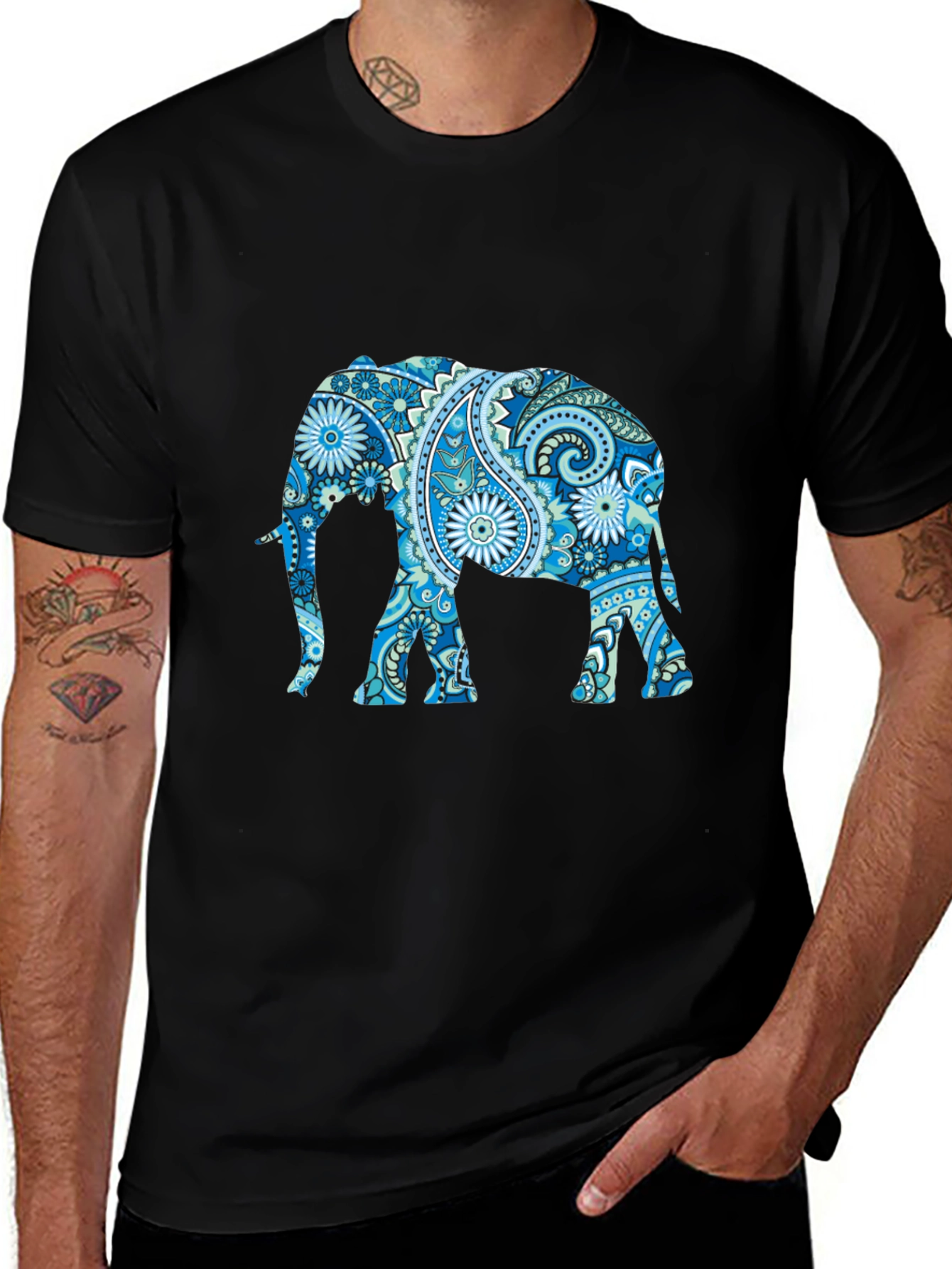 Elephant Paisley Print T-Shirt